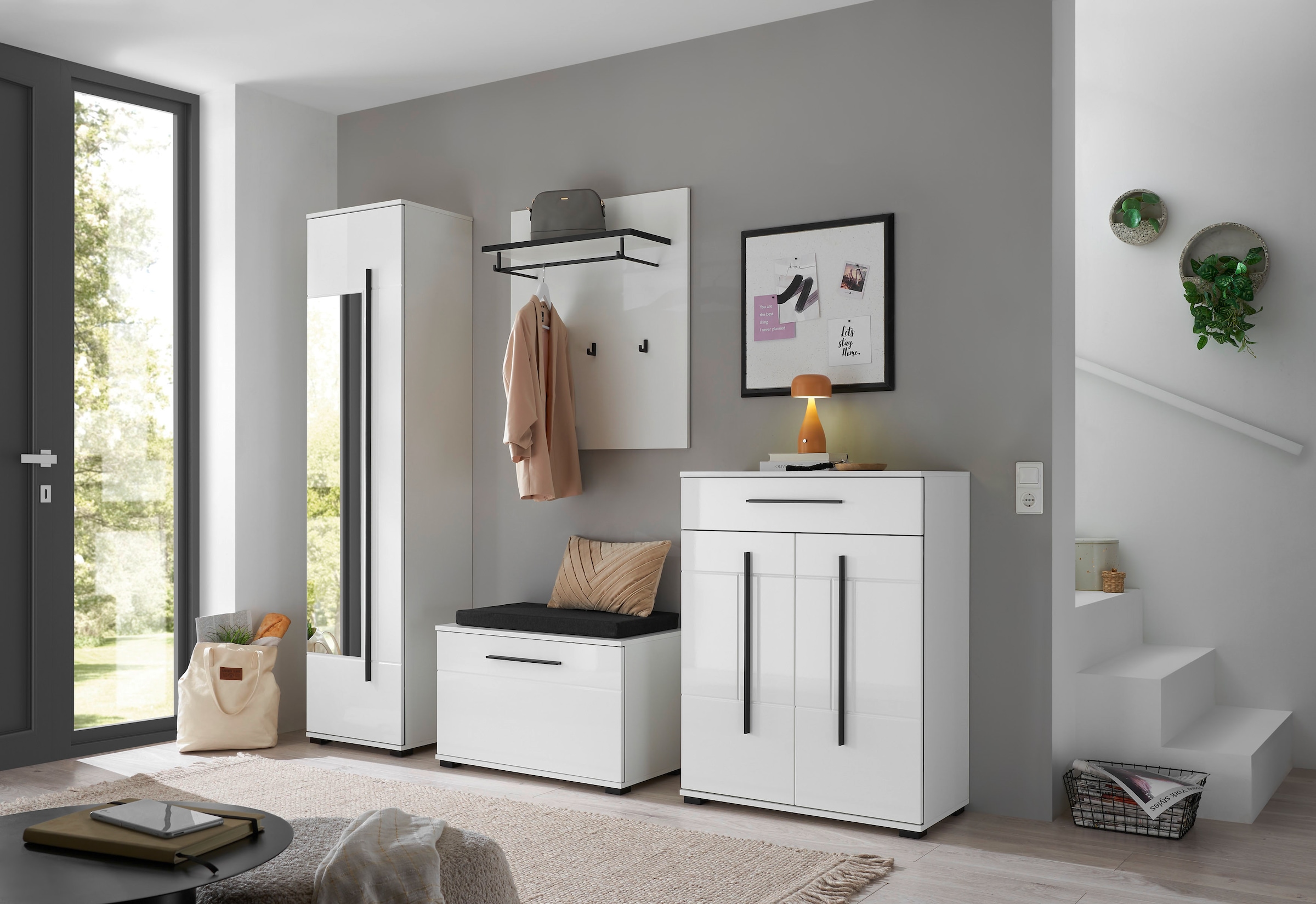 Home affaire Banc rembourré »Cantara, Garderobenbank mit Klappe, Sitzbank in zwei Farben« 2 cuis tlg. inkl. Sitzkissen, Platz für ca. 6 Paar Schuhe, 80 cm breit