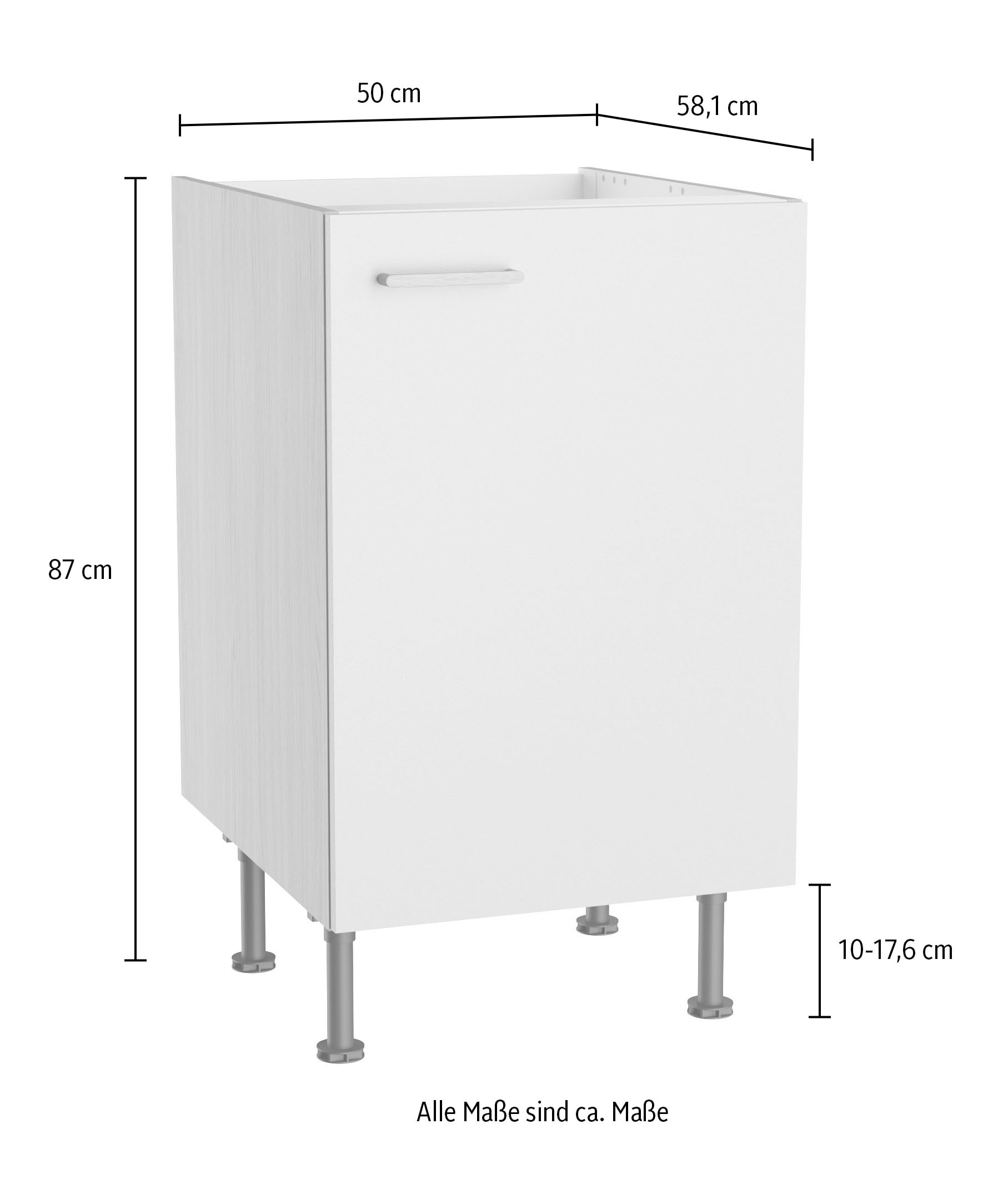 KOCHSTATION Spülenschrank »KS-Lucy« Breite 50 cm, mit 1 Tür, höhenverstellbare Füsse, Soft-Close