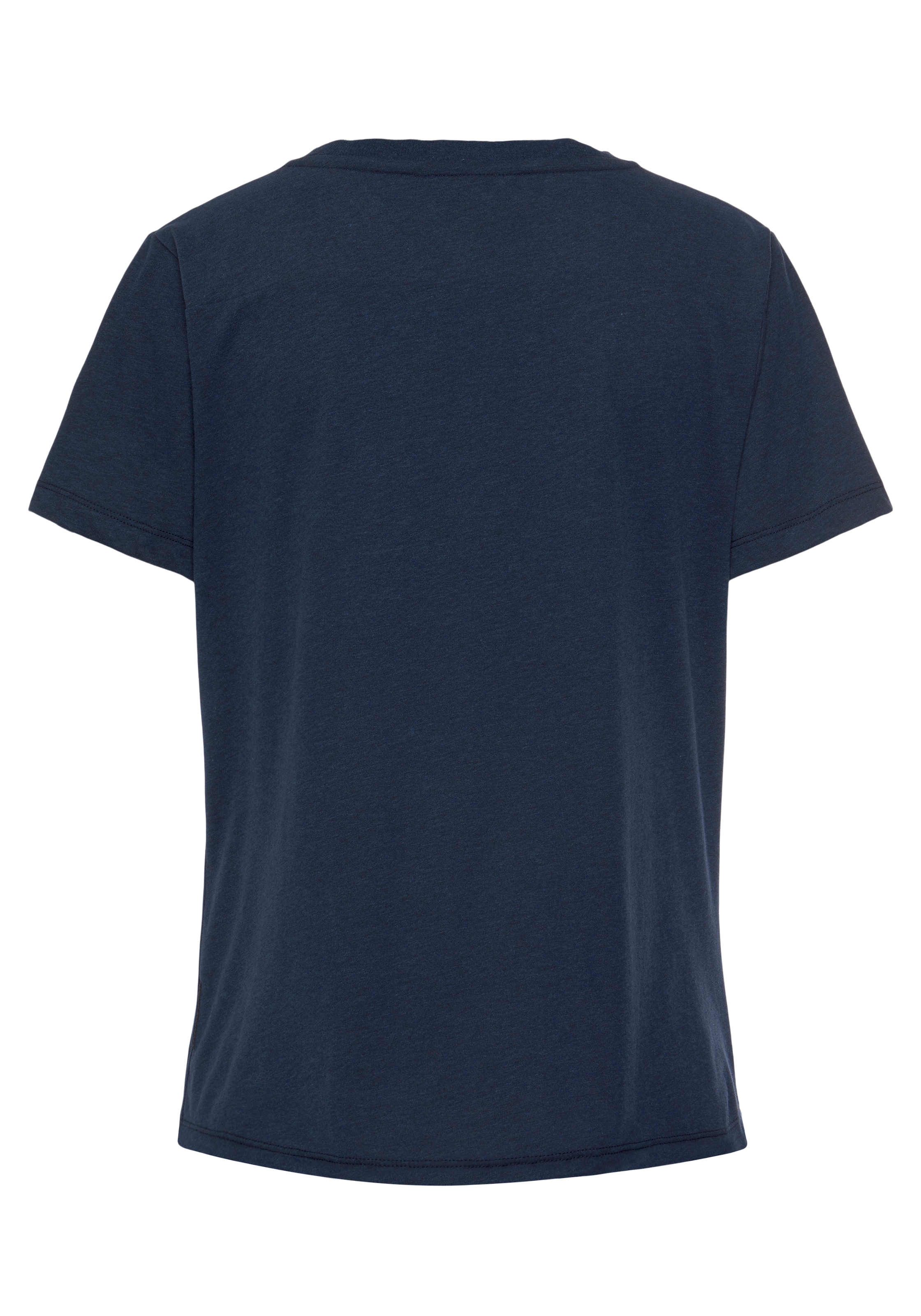 Elbsand T-shirt »Talvi« avec impression flock et col en V, t-shirt manches courtes en mélange coton
