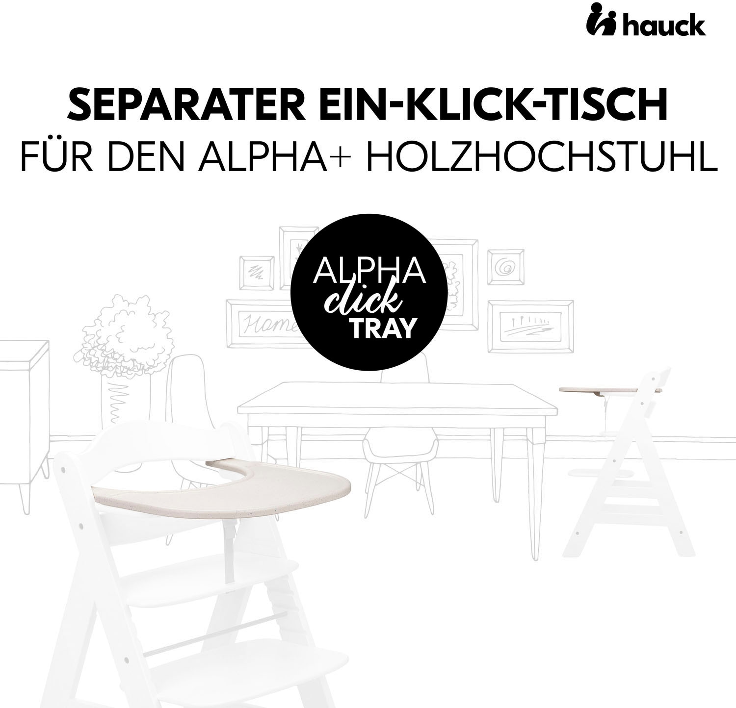 Hauck Hochstuhltablett »Alpha Click Tray, Speckle Beige« aus recyceltem Material
