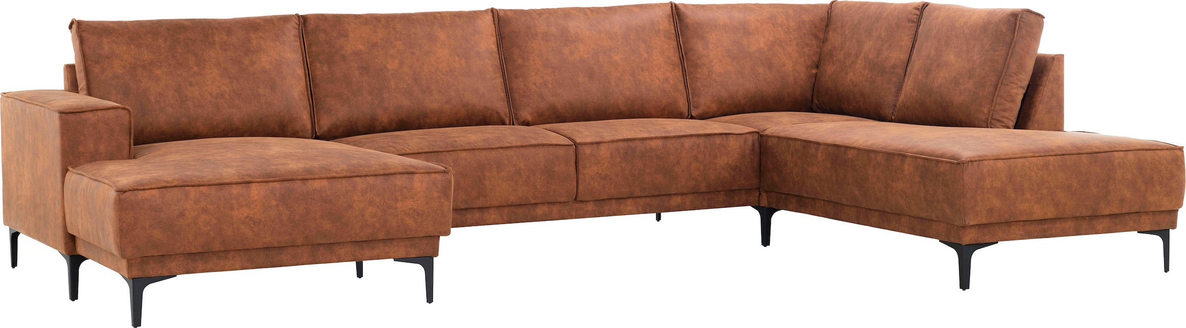 GOODproduct Wohnlandschaft »OLAND Luxus-Microfaser U-Form, XXL, B: 345 cm, Skandi-Design« U-Form, 345 cm, Wellenunterfederung, Skandi-Design, Metallfüsse
