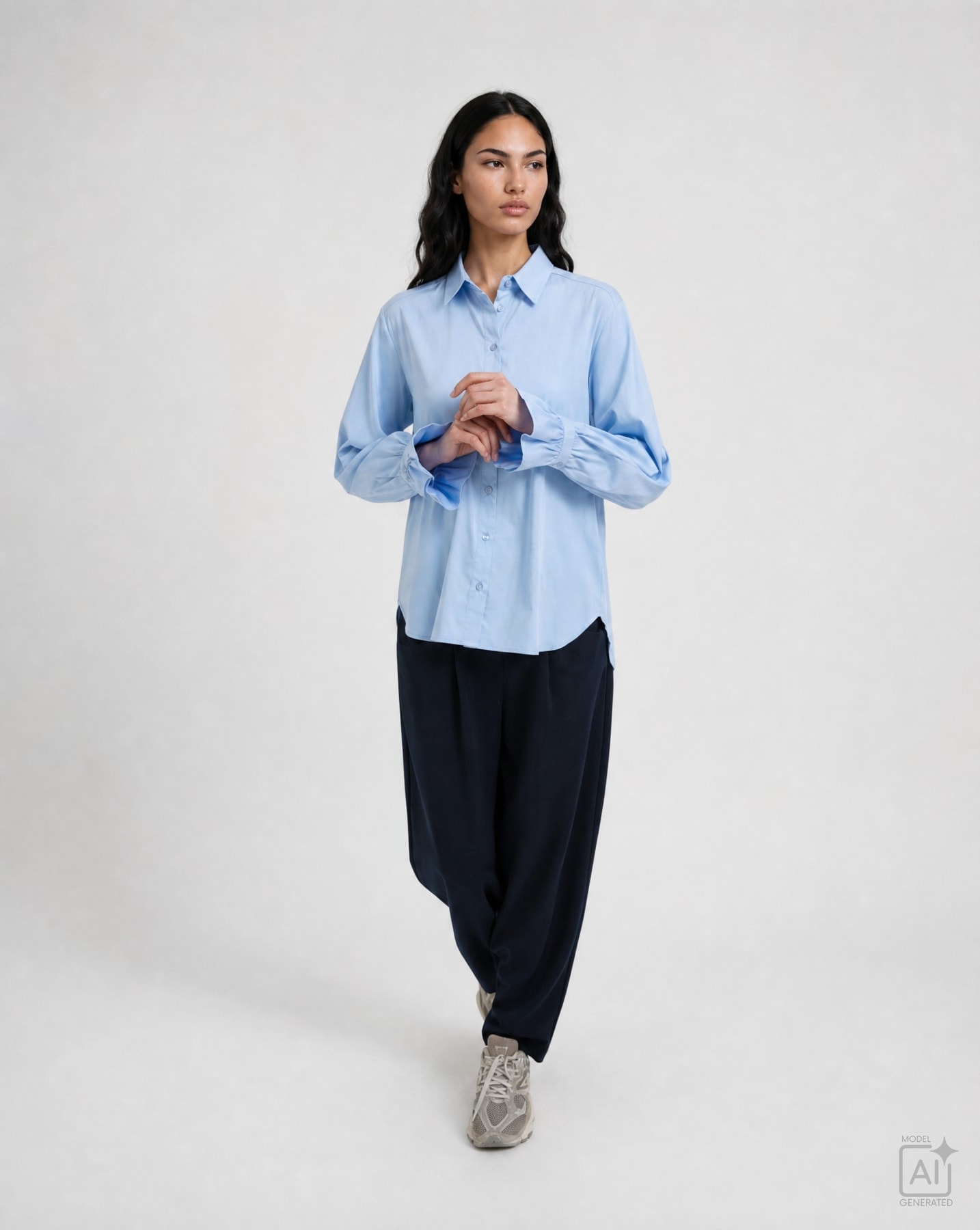 Smith & Soul Blouse chemise mit Volant-Ärmeln, elastischer Baumwollmix