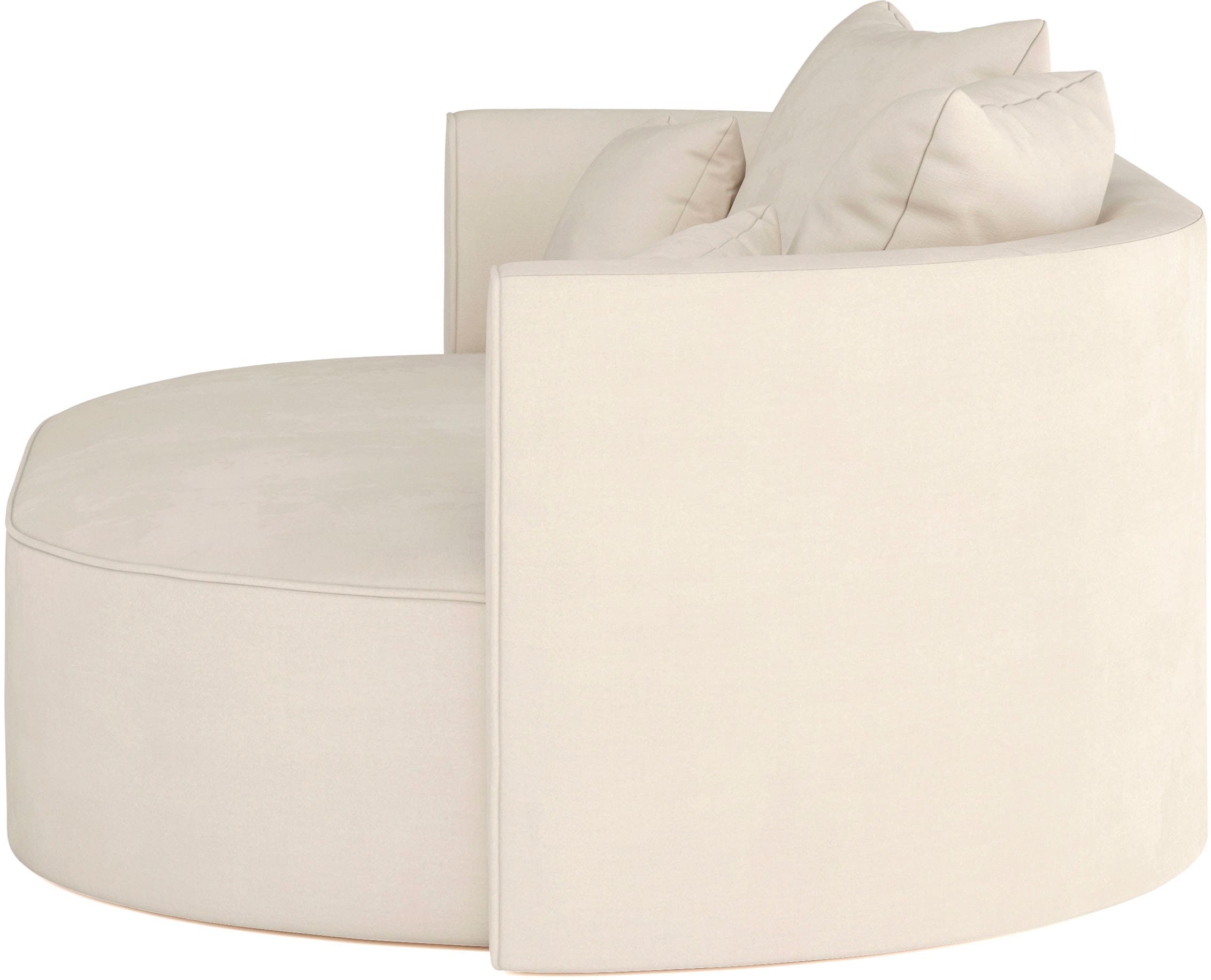 LeGer Home by Lena Gercke 2,5-Sitzer »ISALIE, rundes Loungesofa, mit Kissen, perfekt gepolstert« moderne Stoffe, mit 4 Zierkissen, extra grosse Sitzfläche