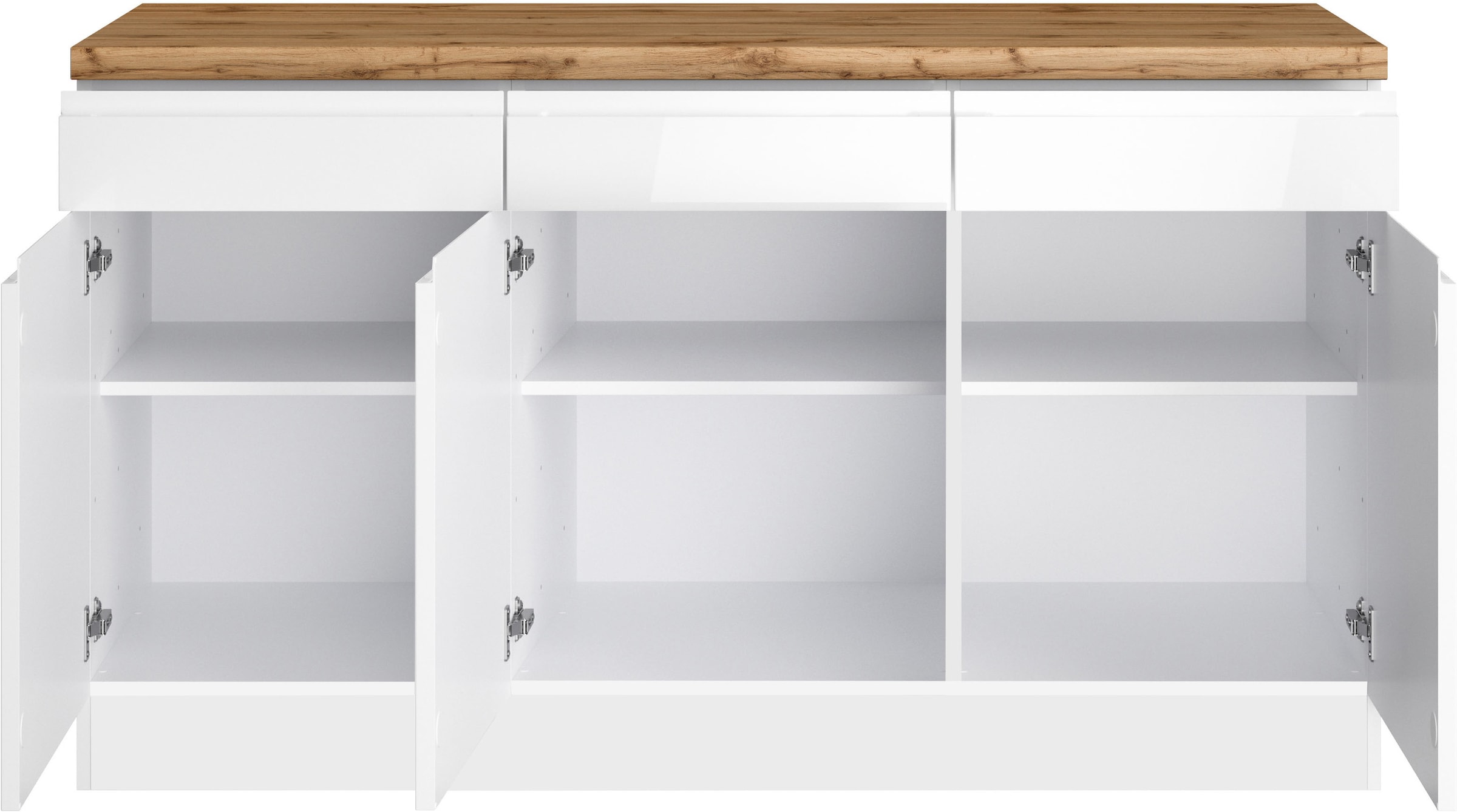 KOCHSTATION Armoire basse »KS-Virginia,neu in verbesserter Ausführung« Rangement, Softclose,  Largeur 150 cm, 3 portes, fonction soft-close