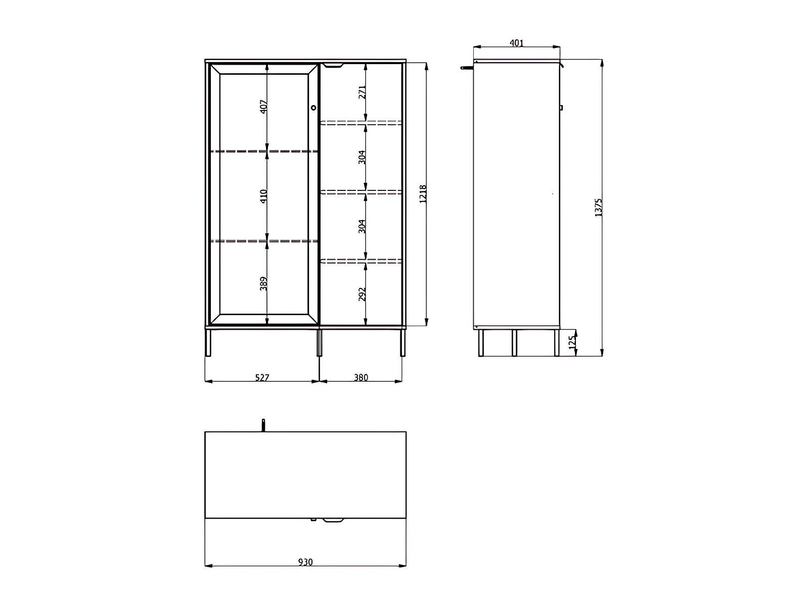 Home affaire Buffet haut »Mayenne Sideboard, Stauraumschrank, Anrichte, Hochschrank, Breite 93cm« Holztür mit Rillen-Optik, Glastür, Modernes Design