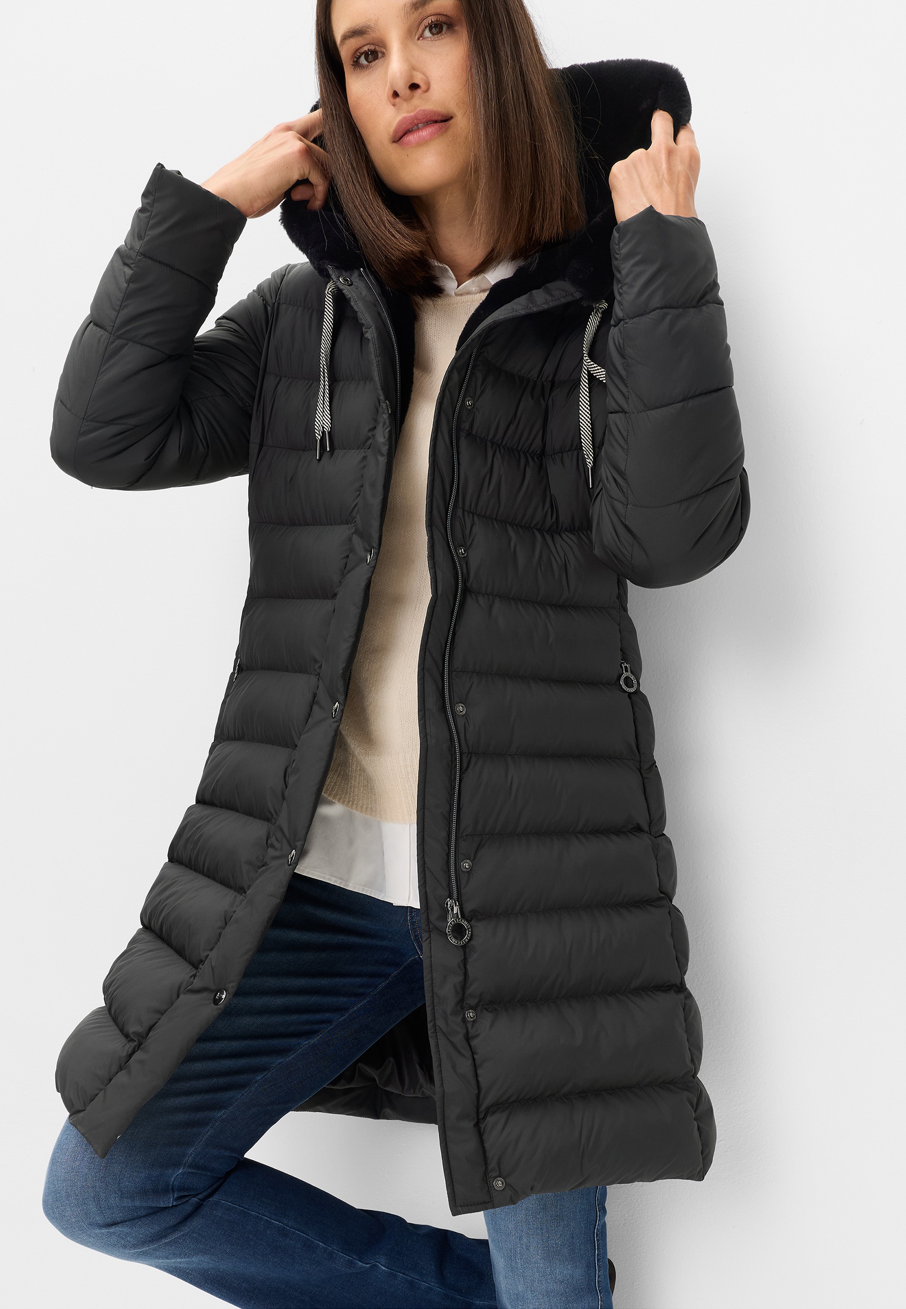 Fuchs Schmitt Manteau matelassé »Steppkurzmantel« capuche avec imitation fourrure, coupe régulière,
