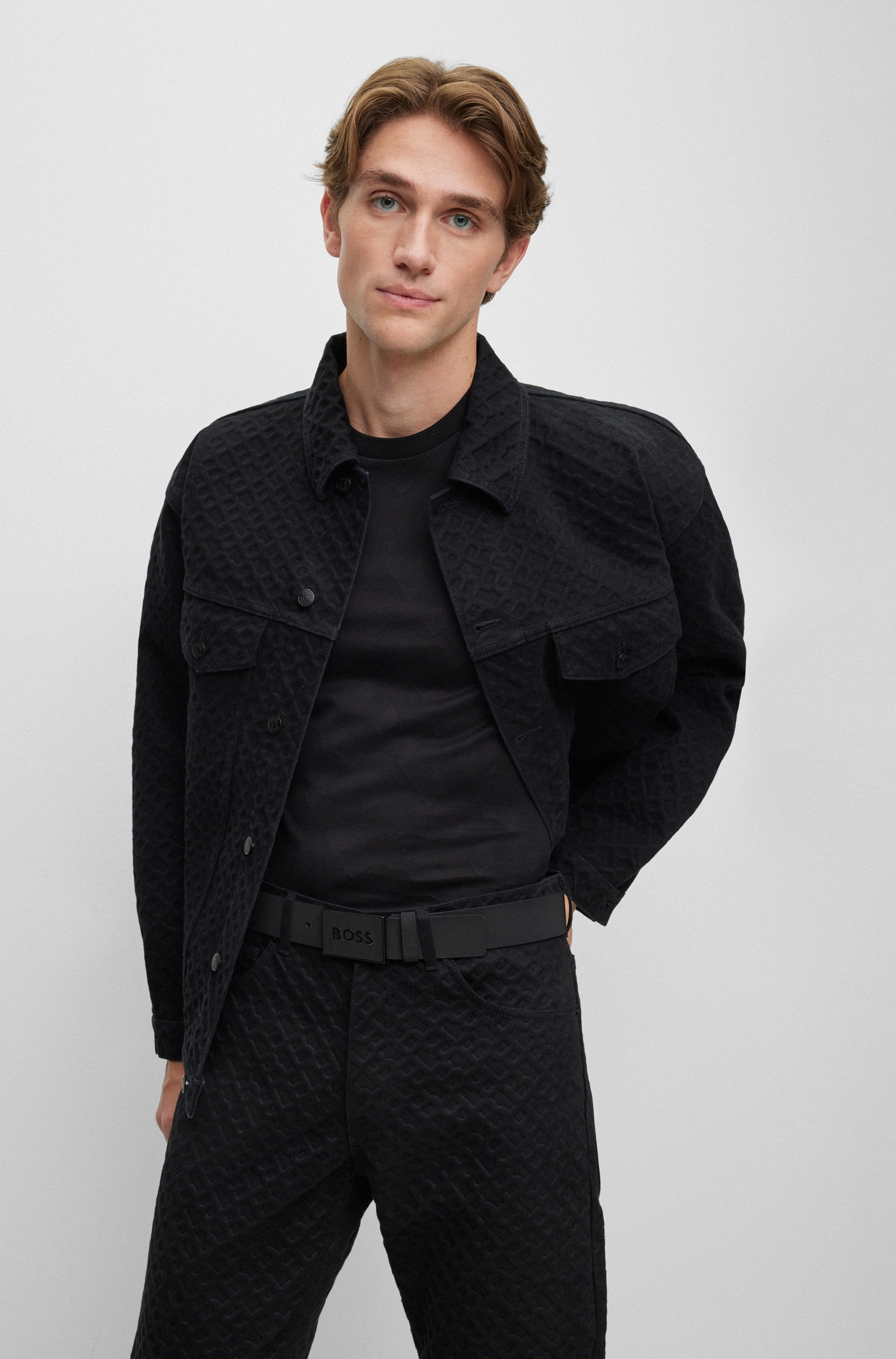 BOSS Ceinture en cuir »Boss Icon-S1 Sz40« mit grossem BOSS Schriftzug auf der Schnalle