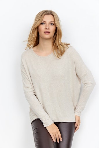 soyaconcept Shirt à col rond »SC-BIARA 1« bequemer Pullover, elastische Viskose-Qualität in melierter Optik