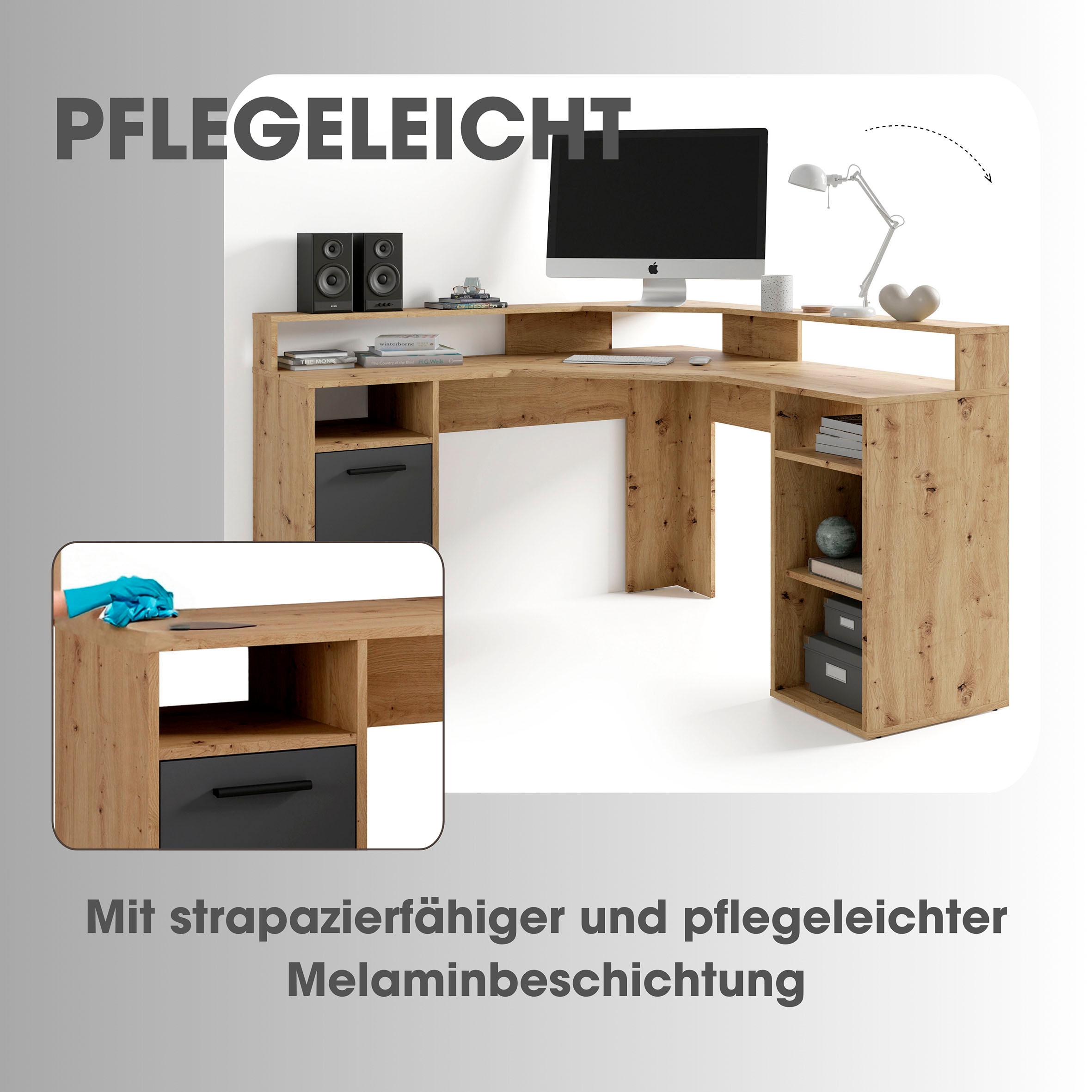 byLIVING Table de gaming »Fox« Breite 139 cm, moderner Eck-Schreibtisch