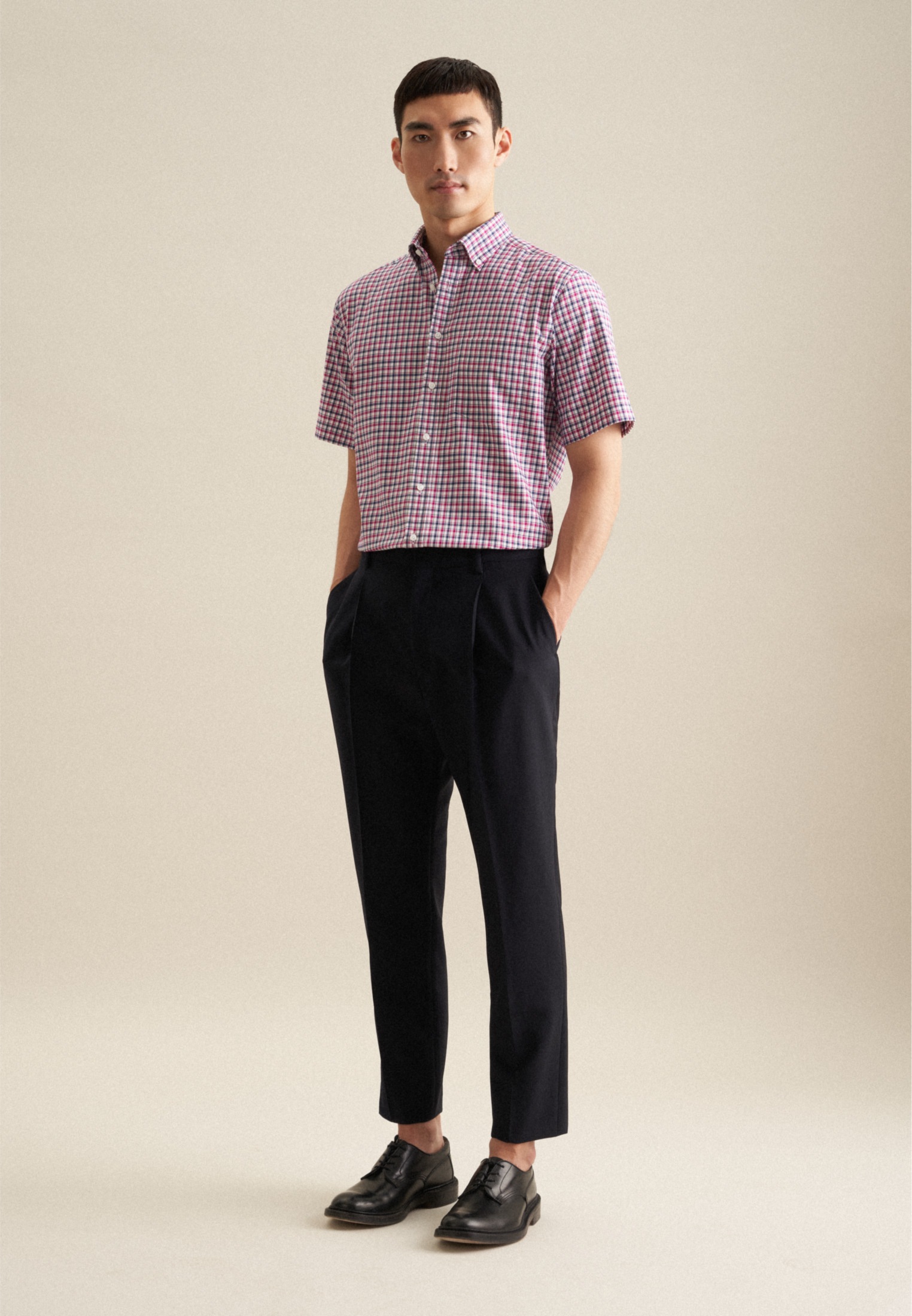 seidensticker Businesshemd »Regular« Regular 1/2 Button-Down-Kragen Karo