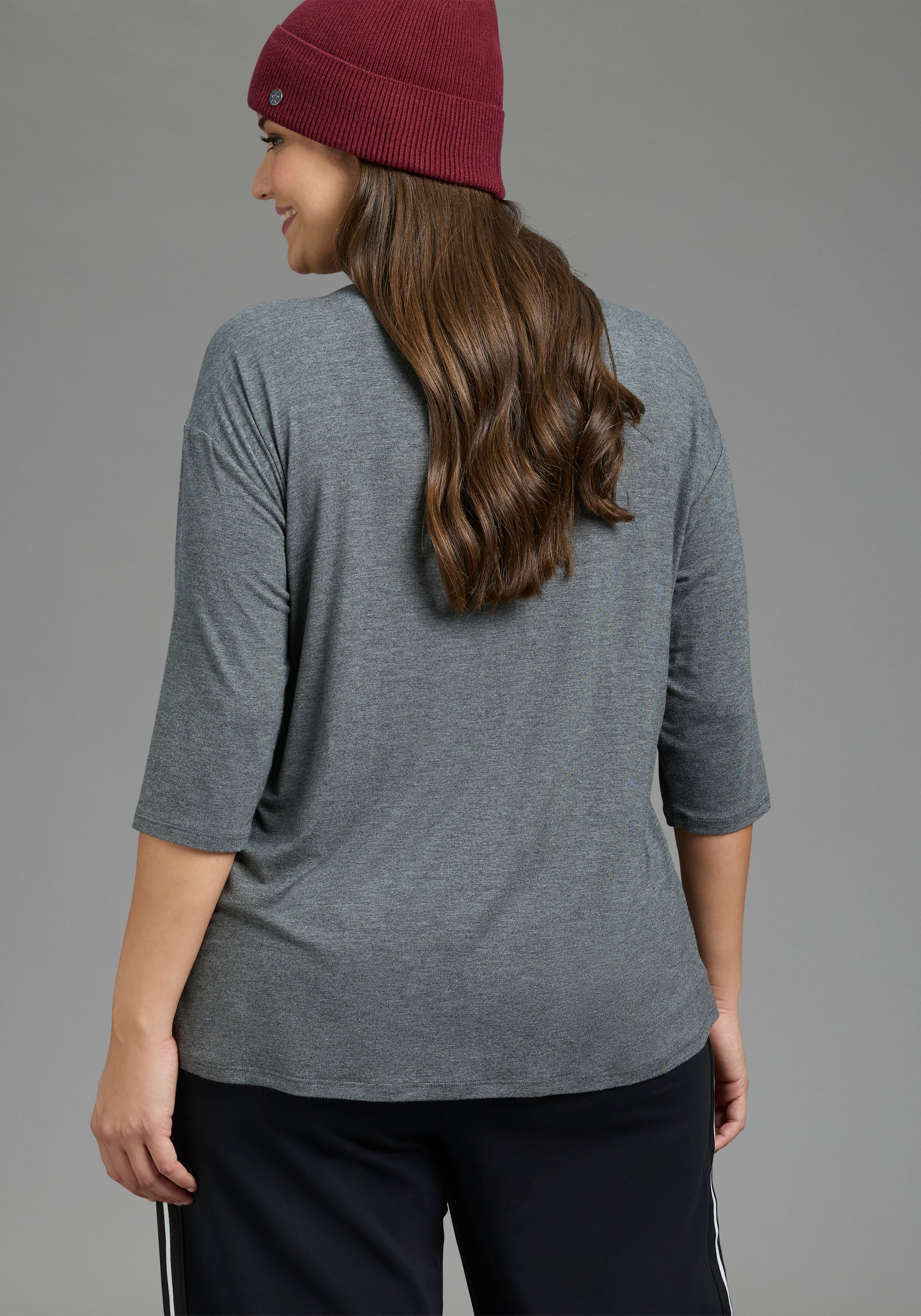 Laura Scott CURVE 3/4-Arm-Shirt »Grosse Grössen« figurumschmeichelnd, hüftbedeckend, mit Rundhalsausschnitt
