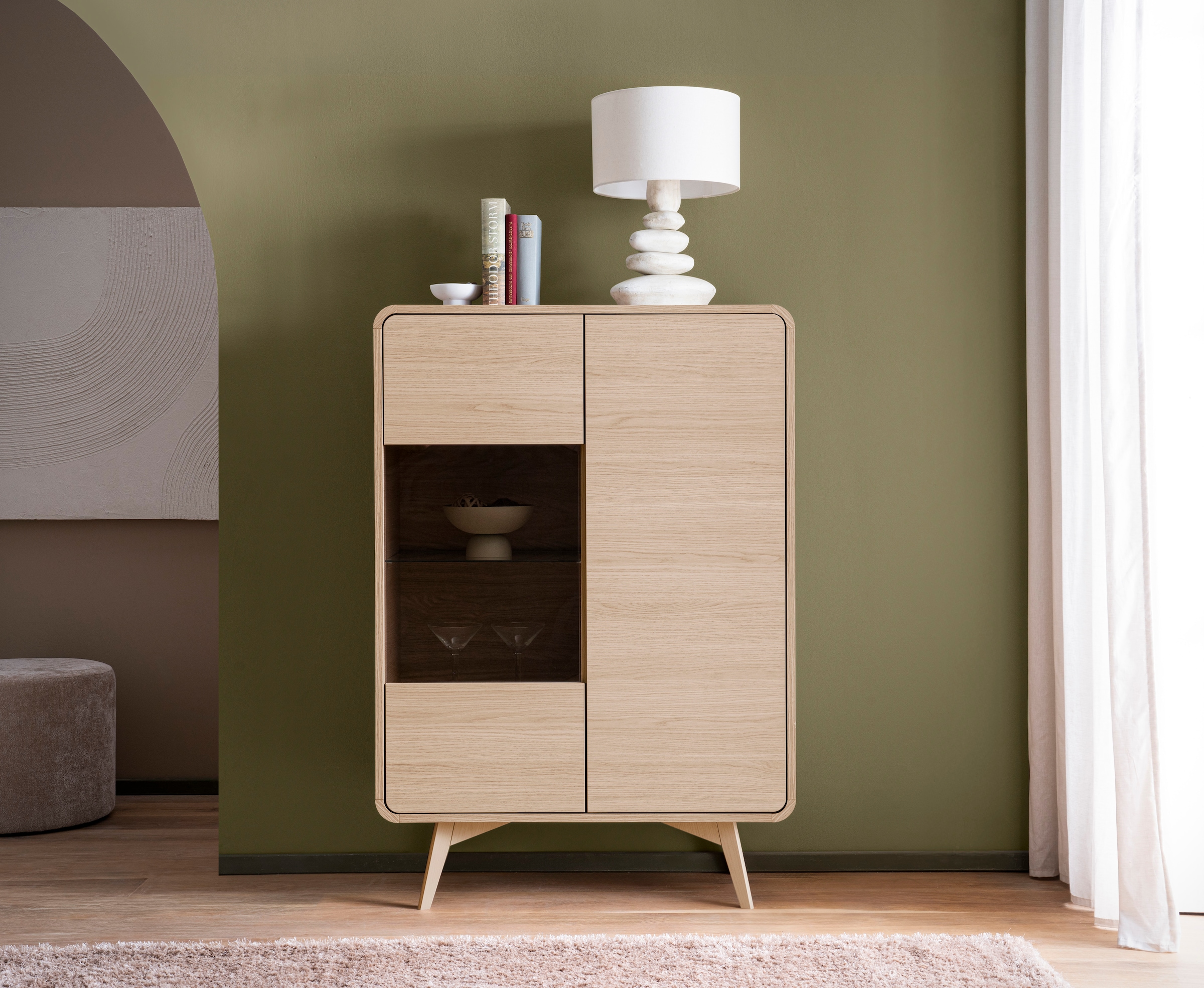 Home affaire Vitrines »Torsby, moderne Glasvitrine, Stauraumelement, Schrank« abgerundete Ecken, ausreichend Stauraum, vielseitig einsetzbar