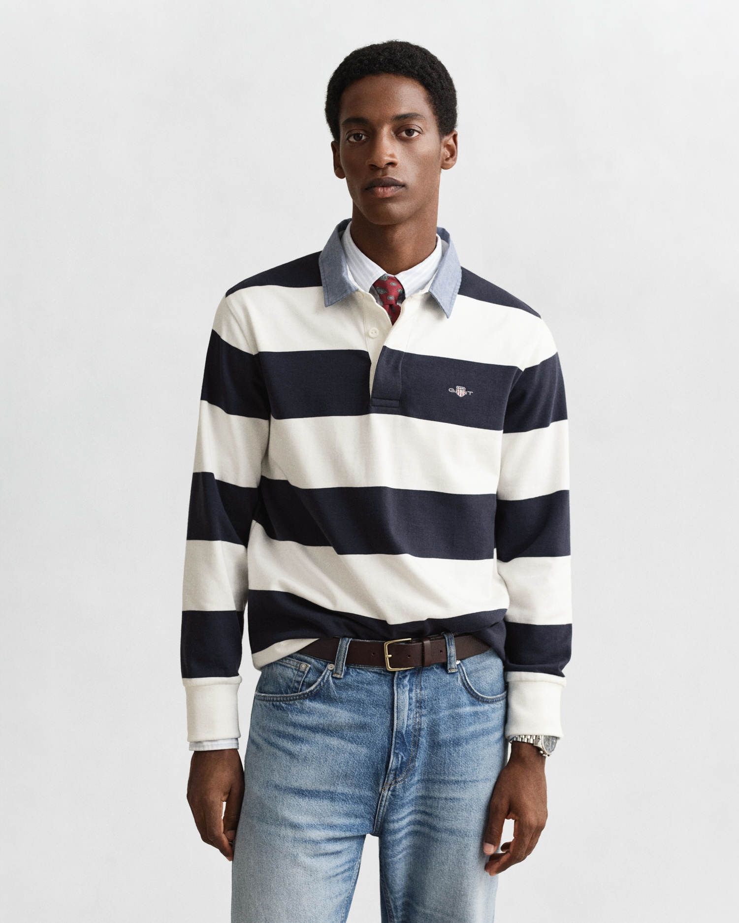 Gant Langarm-Poloshirt »REG CHAMBRAY STRIPE HEAVY RUGGER«