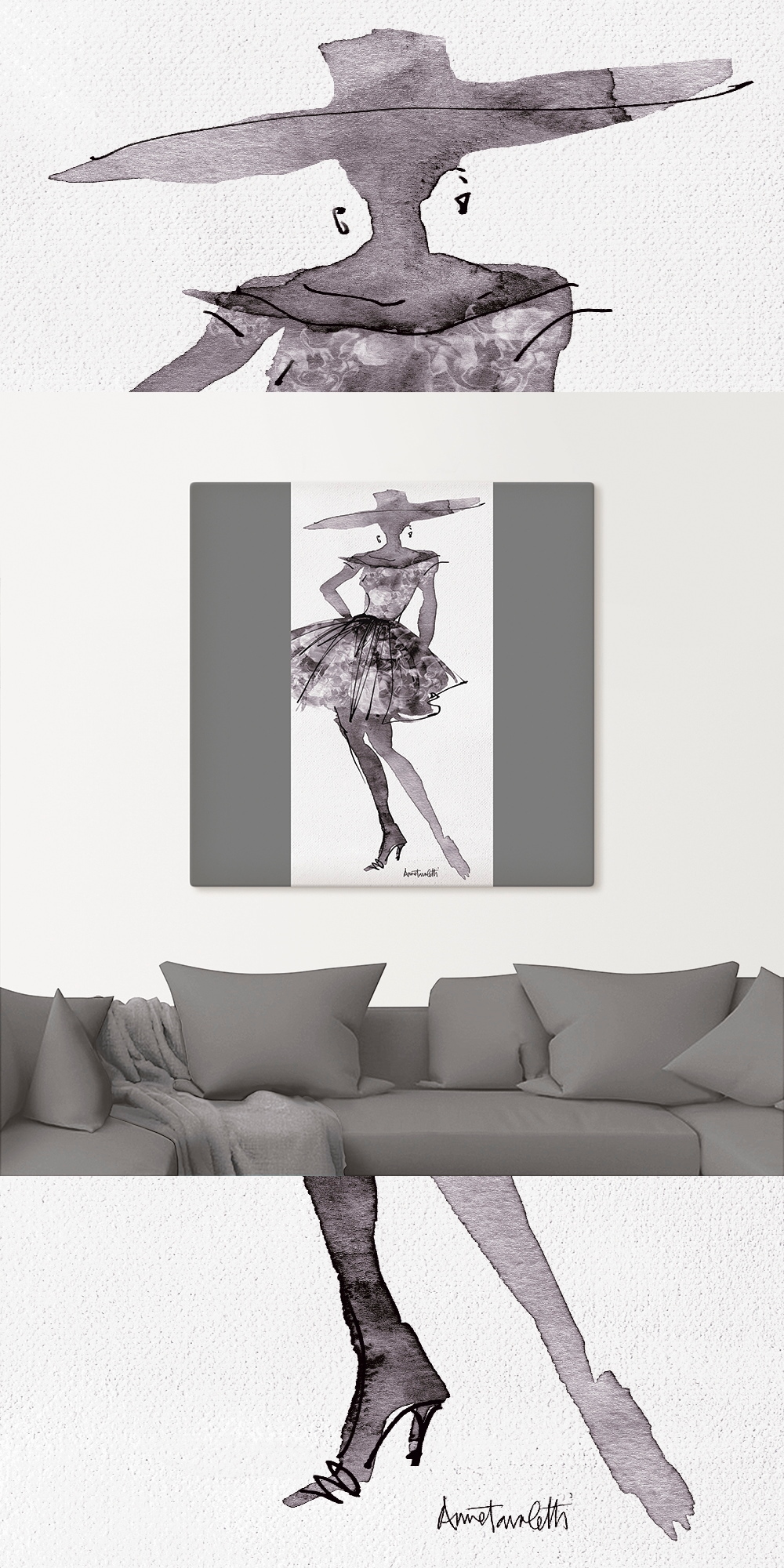 Artland Leinwandbild »Mode Skizzenbuch V« Mode 1 Stk. tlg. auf Holzrahmen gespannt