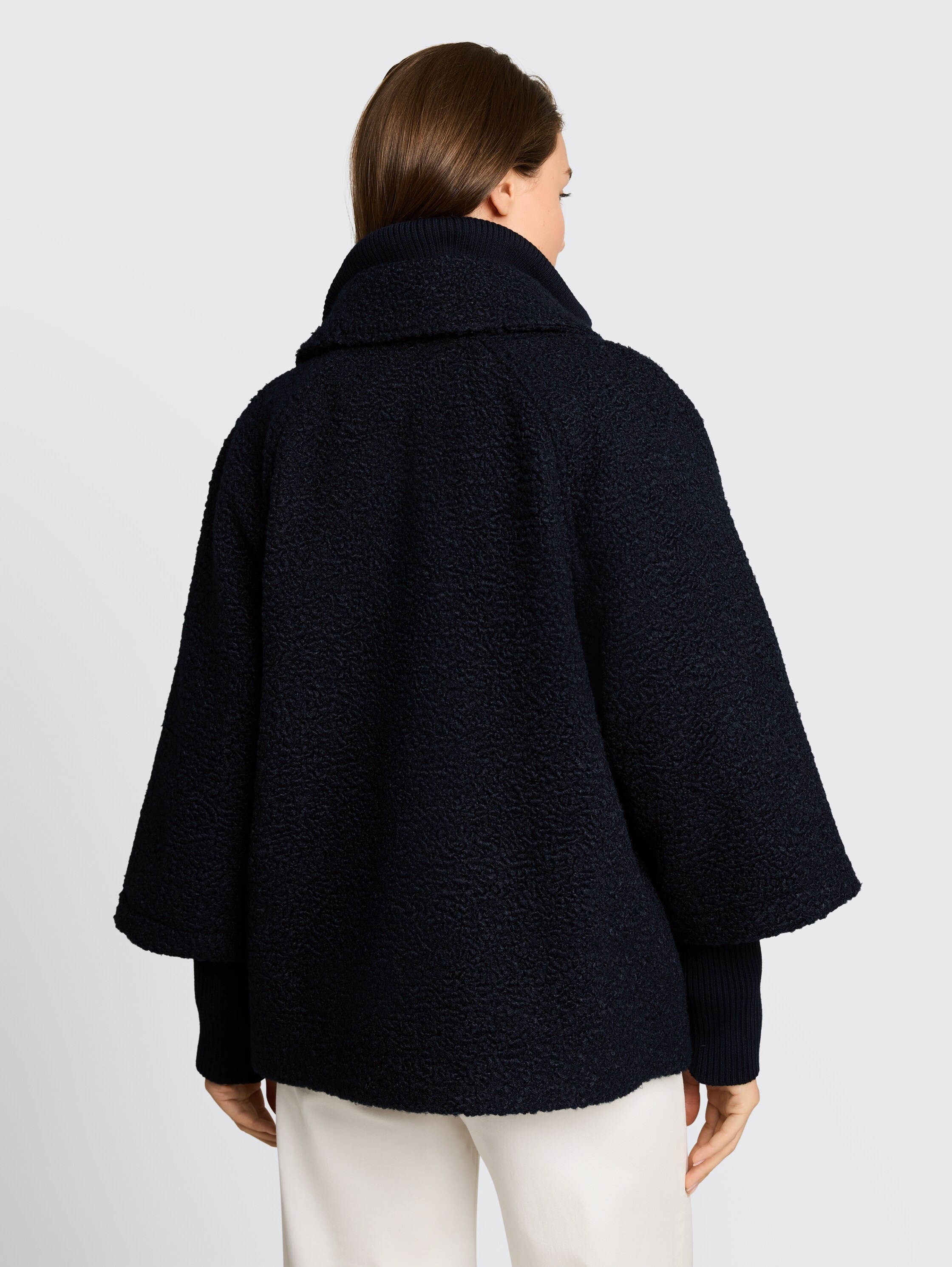 TOM TAILOR Fellimitatjacke »Regular« ohne Kapuze mit Reverskragen und Stehkragen-Inlay  und Knopfleiste