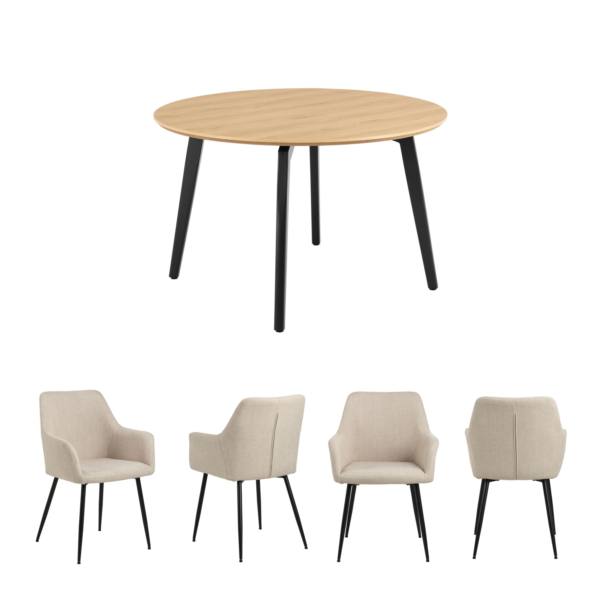 ACTONA GROUP Set de salle à manger »Essgruppe, Speisetisch mit Wohnzimmerstühlen« Ensemble, 1 table + 4 chaises, 5 cuis tlg.