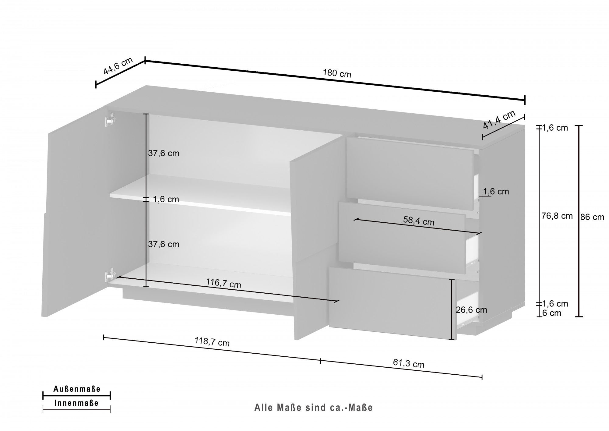 Home affaire Sideboard »Pongo« 1 cuis tlg.