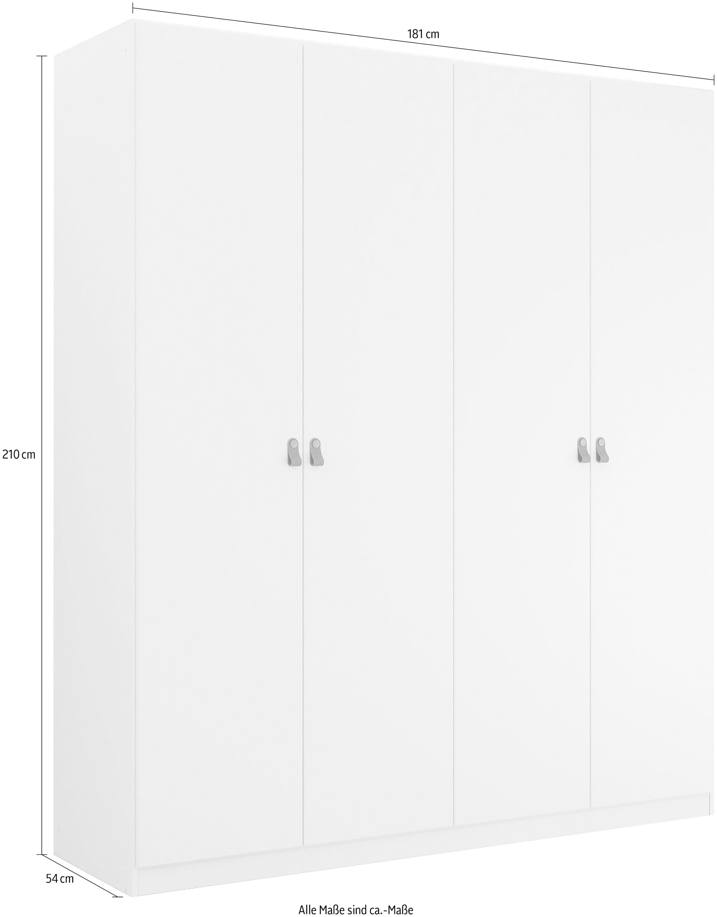 rauch Drehtürenschrank »Kleiderschrank Schrank Garderobe Ankleide HOMEY BY QUADRA SPIN« Breiten: 181/226/271 cm, Höhe 210 cm,  mit Grifflaschen aus weichem, cognacbraunem Leder