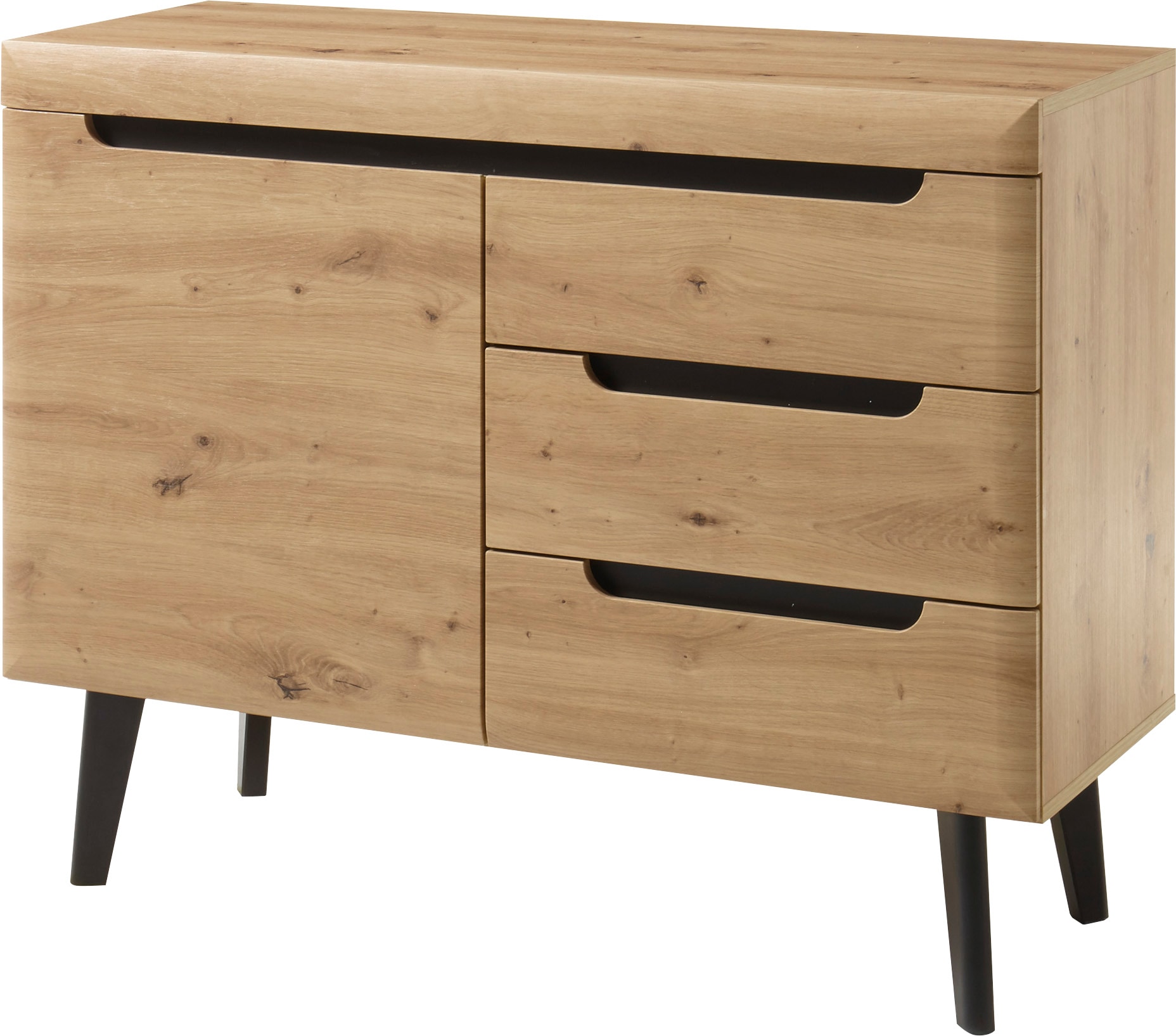INOSIGN Sideboard »Torge, Anrichte, Kommode, Schubladenschrank« 1 Stk. tlg. abgeschrägte Füsse, drei Farben, Scandi Design, 107 cm breit