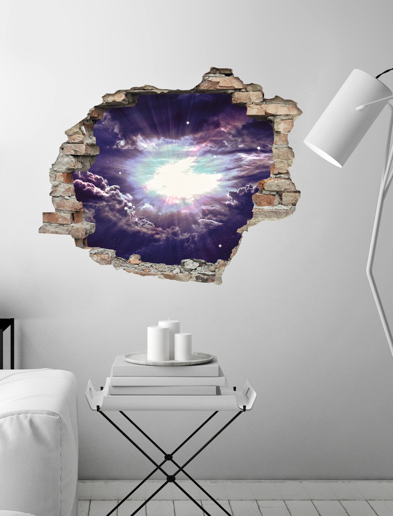 queence Autocollant mural »lila Wolken« Wandsticker, Wandbild, selbstklebend, 3D, Wanddurchbruch