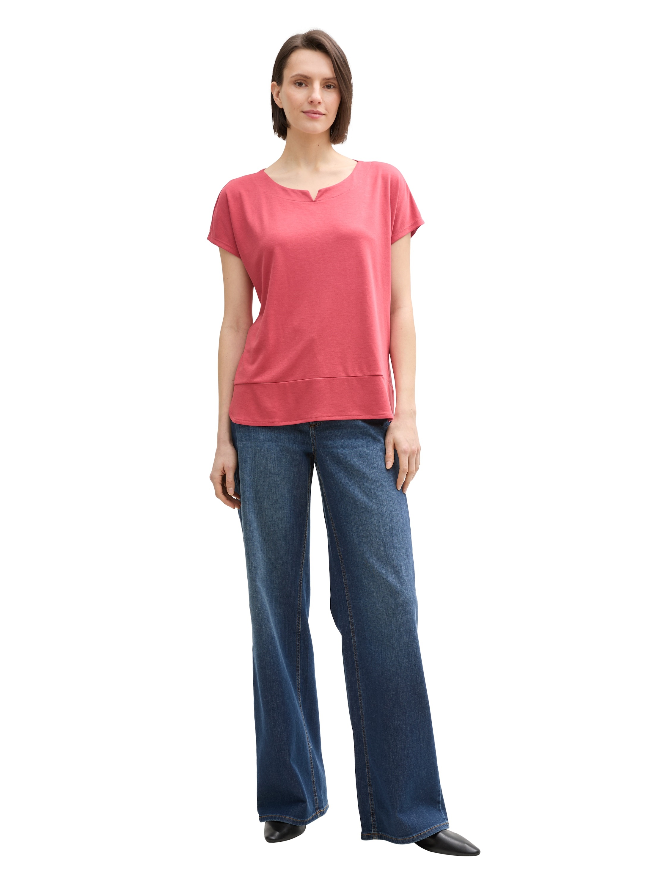 TOM TAILOR T-shirt mit geschlitztem Rundhalsaussschnitt