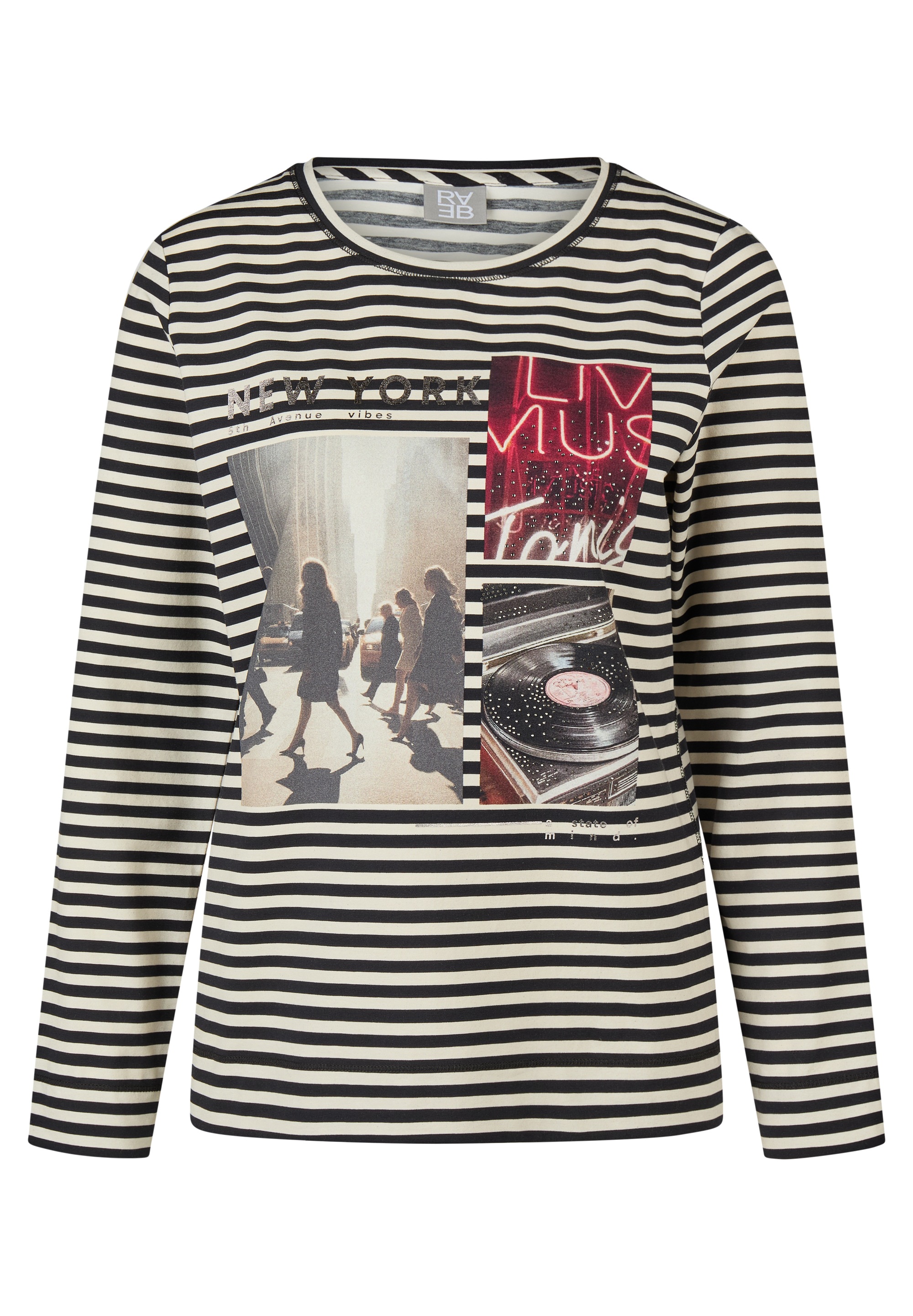 Rabe T-shirt à manches longues au design rayé et avec imprimé