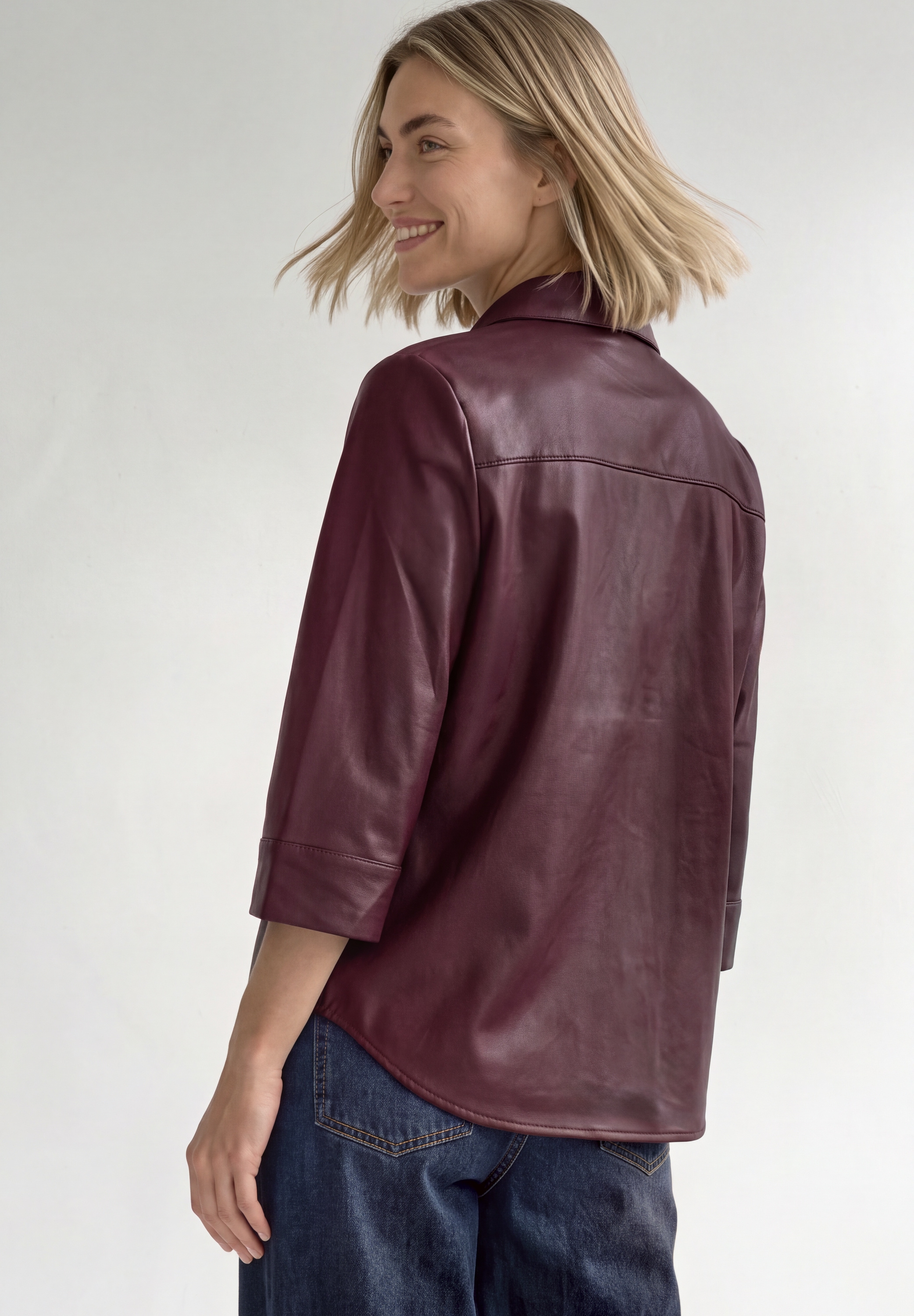 STREET ONE Blouse chemise chemise à manches 3/4 style cuir