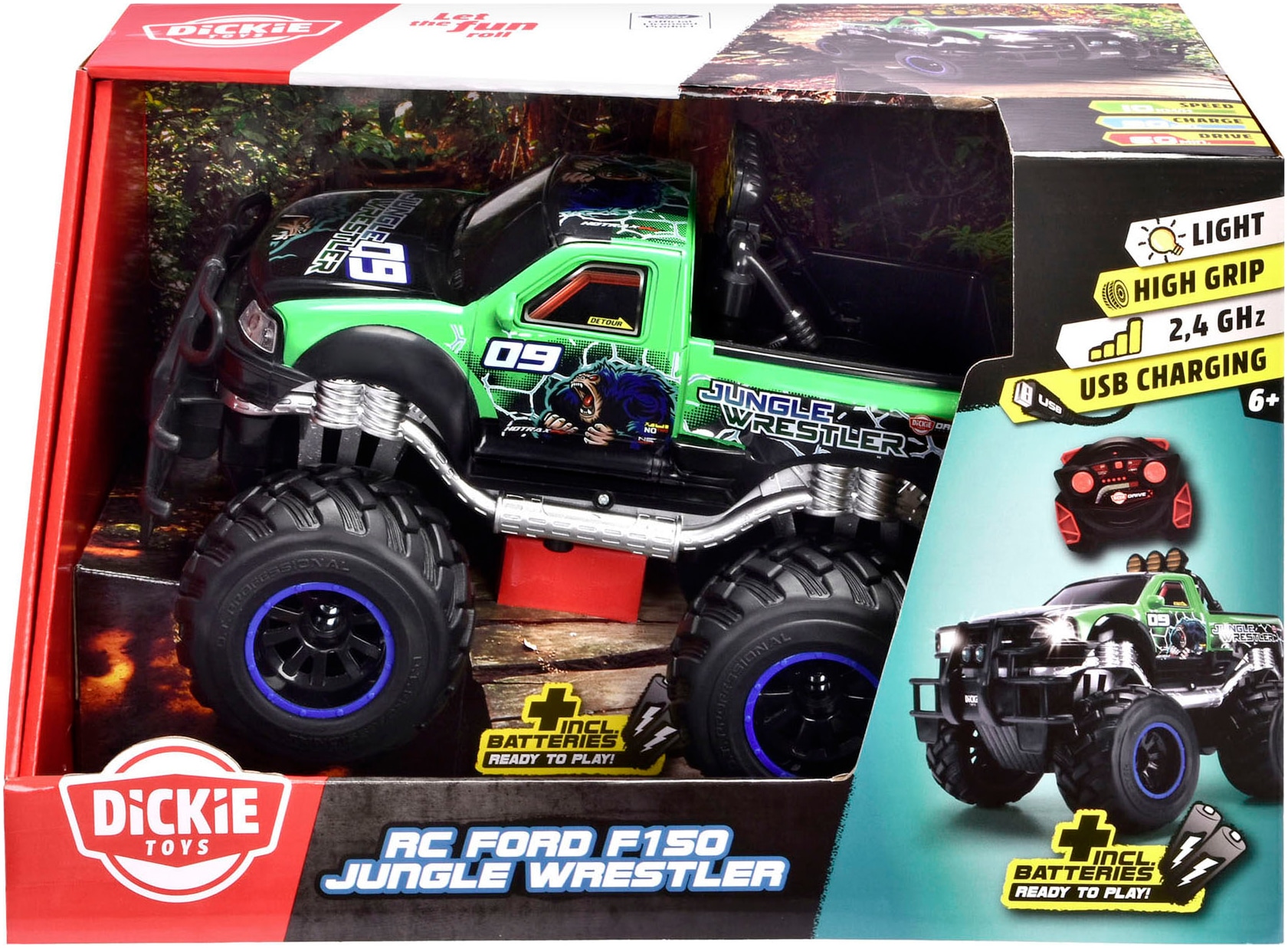 Dickie Toys RC-Monstertruck »RC  Jungle Wrestler Ford F150, RTR« mit Licht