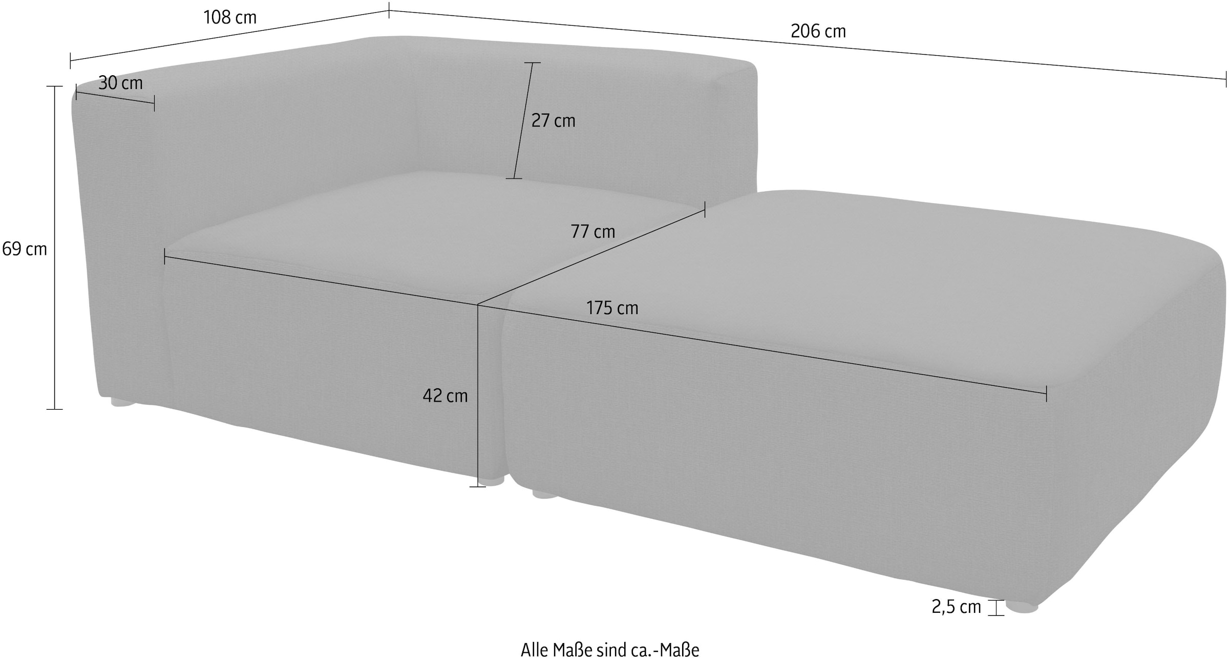 Home affaire Sofa-Eckelement »Utvik bestehend aus Eckelement und Hocker« als Modul oder separat verwendbar