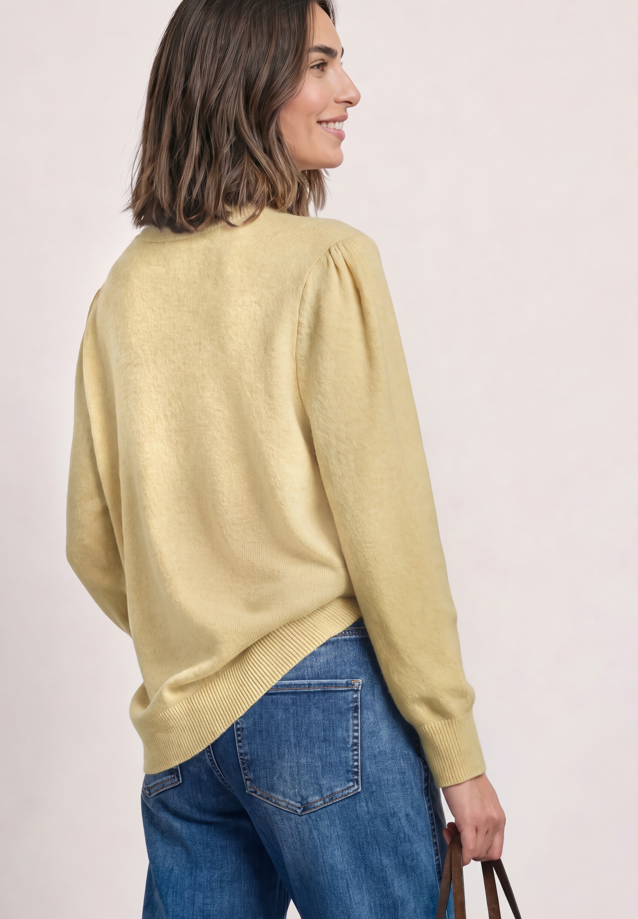 STREET ONE Pull en tricot Langarm Pullover mit Rundhals und Raffung