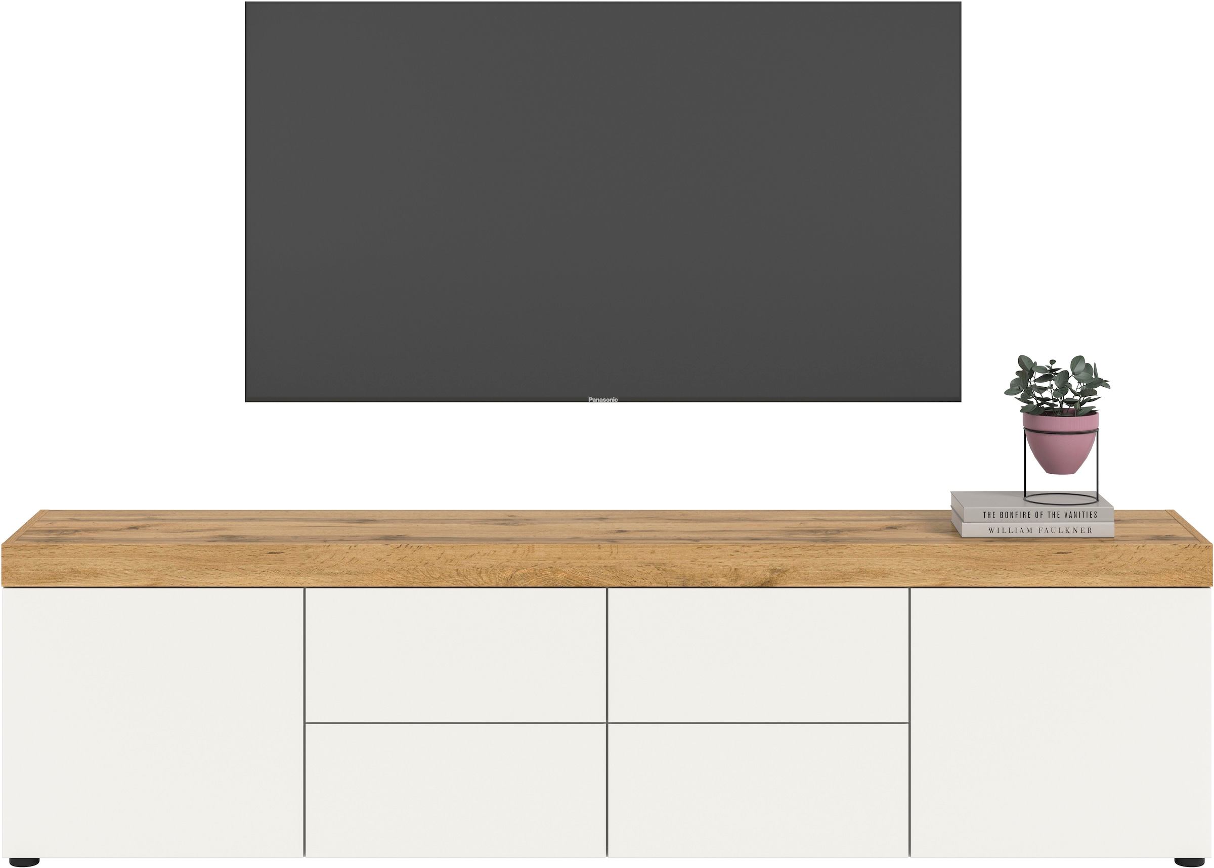 GOODproduct Lowboard »MAMBO, TOPSELLER!, Breite 200cm, 2 Türen, 4 Schubkästen, push-2-open« 2 farbige Ausführung, in verschiedenen Farben erhältlich, 1 Stk. tlg. Lowboard, TV Unterschrank, Tv-Schrank, Wohnzimmer