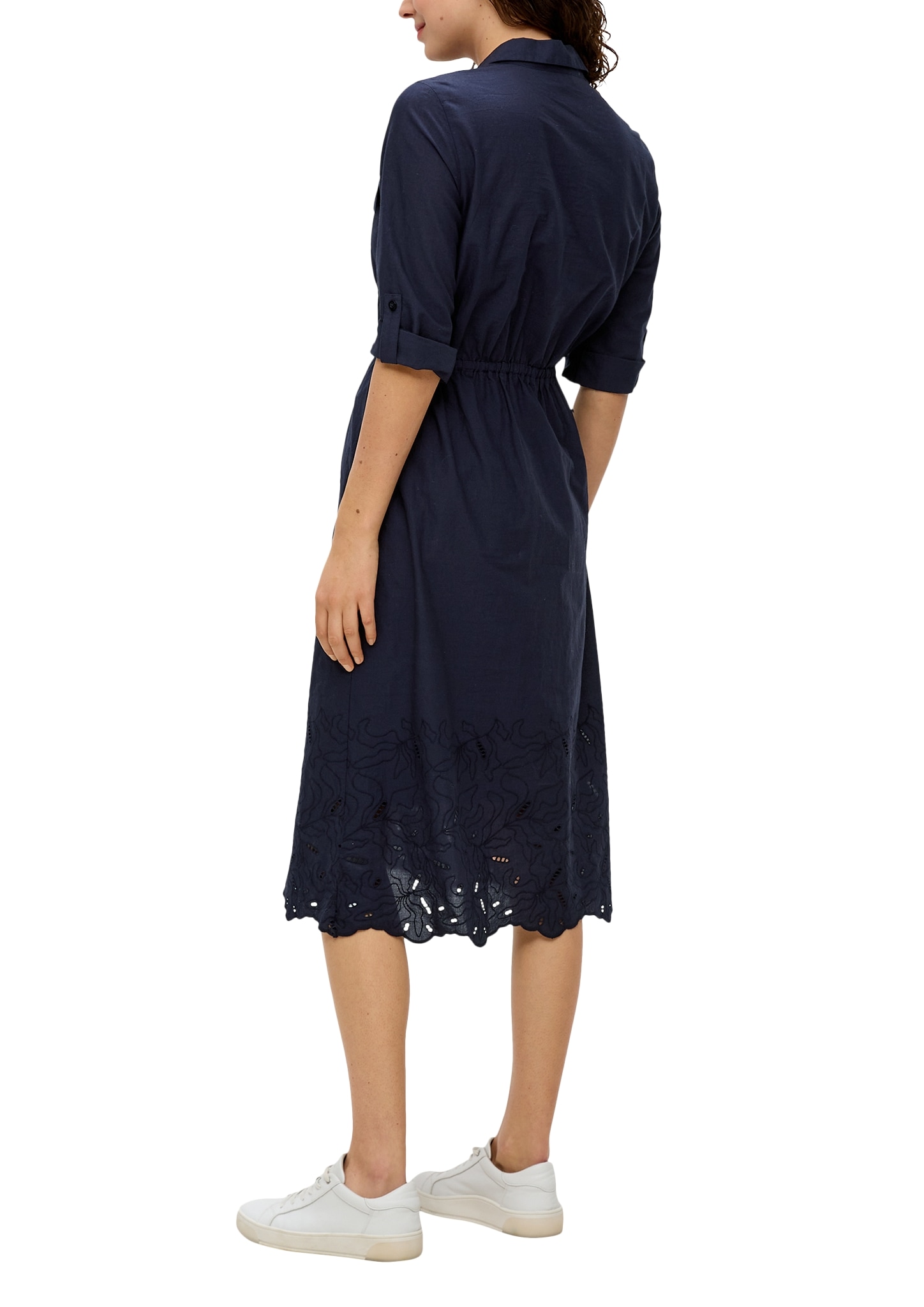 s.Oliver Hemdblusenkleid Sommerkleid mit Broderie Anglaise