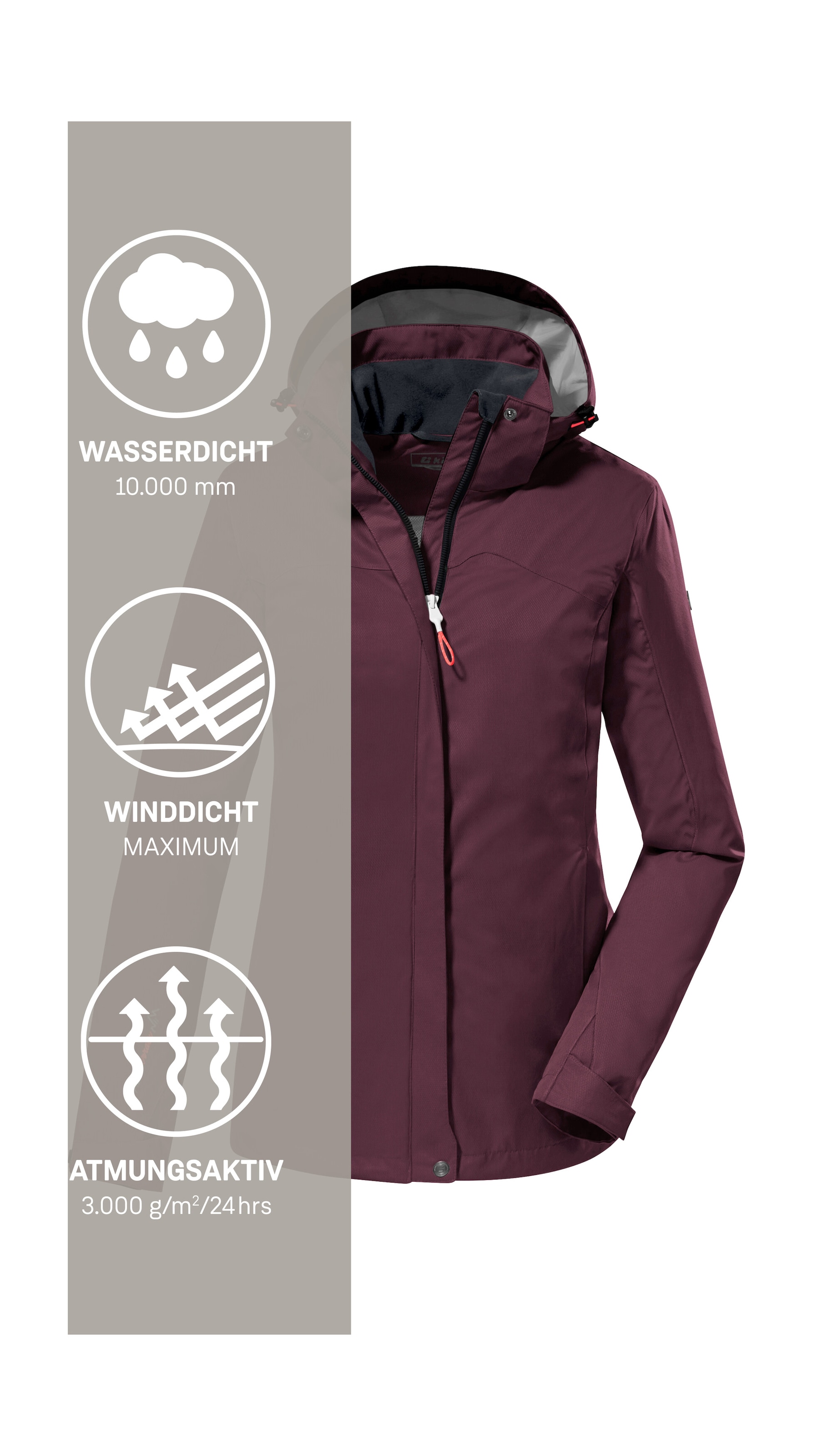 Killtec Funktionsjacke »KOS 133 WMN JCKT« Wasser- und winddichte Damenjacke mit abnehmbarer Kapuze