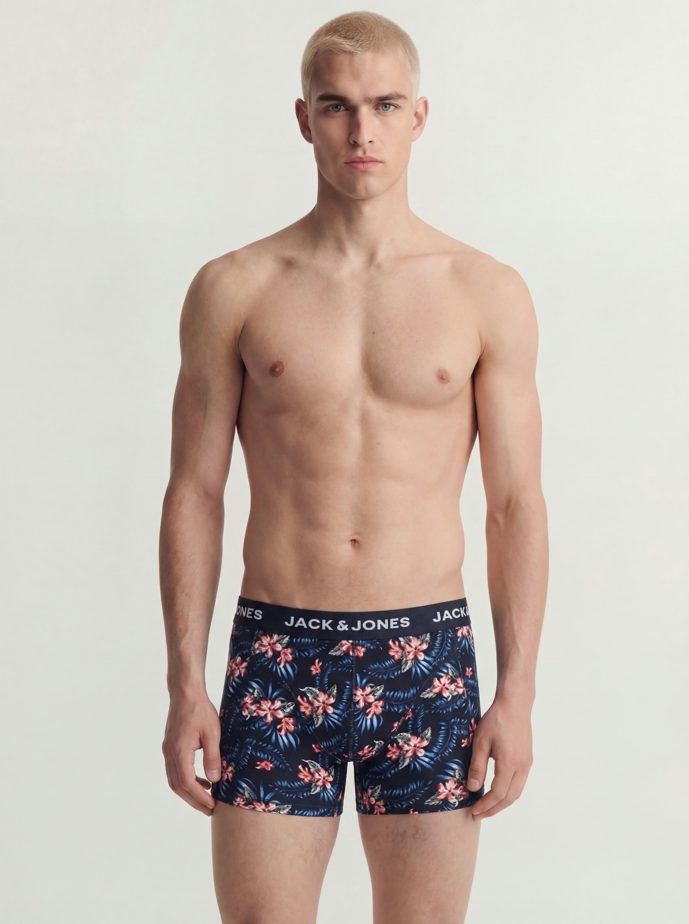 Jack & Jones Tronc »JACLAMINE FLOWER TRUNKS 3 PACK SN« Paquet, 3 cuis mélange de coton, ceinture élastique