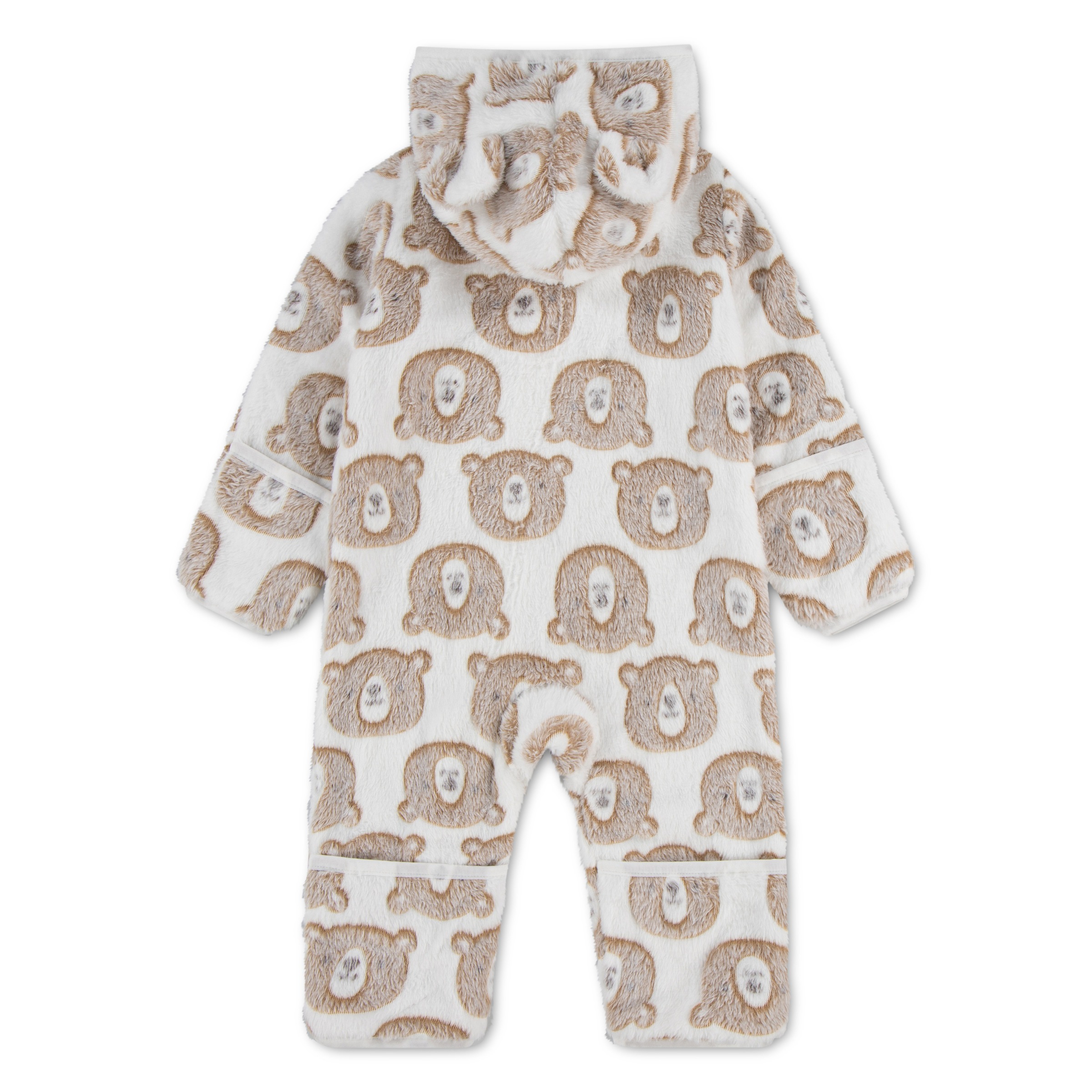 HUGGIES babywear Strampler »HUGN JACQUARD SHERPA PRAM« mit durchgehendem Reissverschluss - Teddymotiv / mit Kapuze