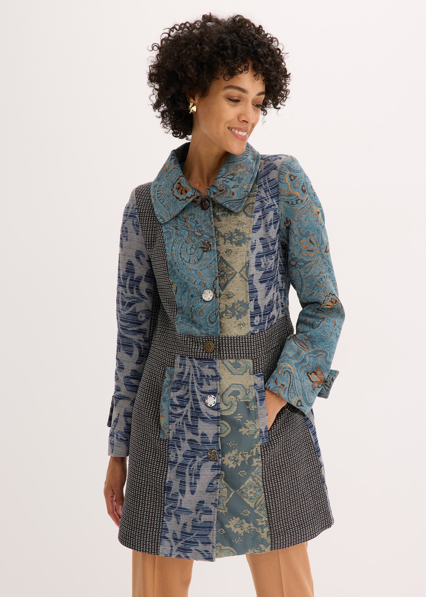 bonprix Manteau court »Kurzmantel im aufwändigen Jaquard-Design« Kurzmantel im aufwändigen Jaquard-Design