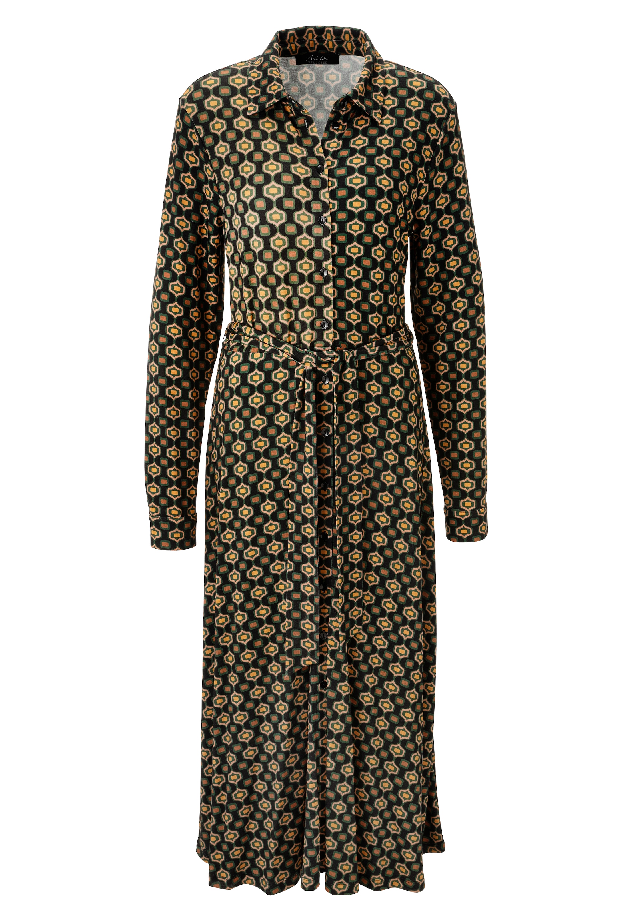 Aniston SELECTED Jerseykleid mit Retromuster und abnehmbarem Bindeband - NEUE KOLLEKTION