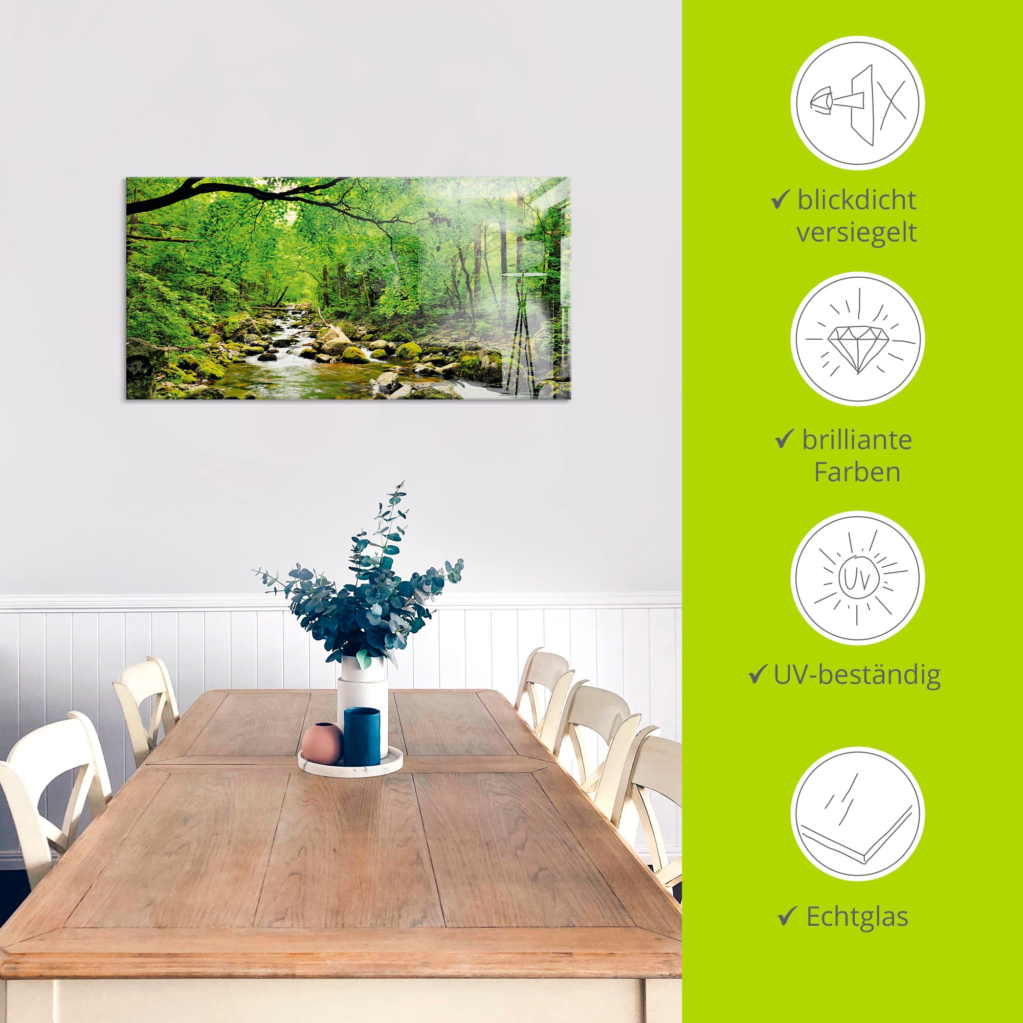 Artland Glasbild »Herbstwald Fluss Smolny« Wald 1 Stk. tlg. in verschiedenen Grössen