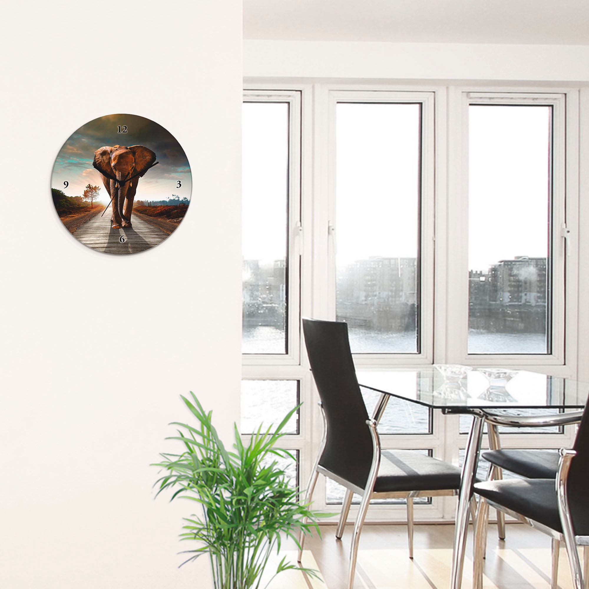 Artland Horloge murale »Ein Elefant läuft auf der Strasse« wahlweise mit Quarz- oder Funkuhrwerk, lautlos ohne Tickgeräusche
