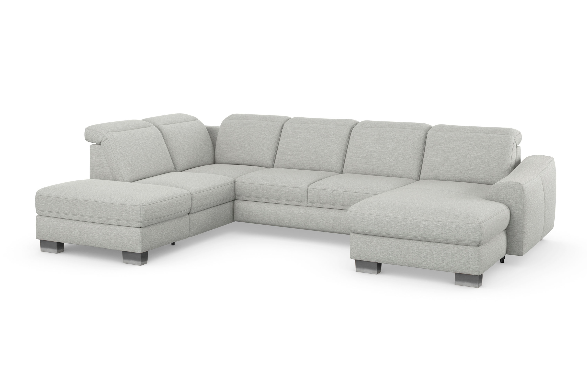 sit&more Wohnlandschaft »Dundee U-Form« mit Federkern und Edelstahlfüssen, wahlweise mit Kopfteilverstellung