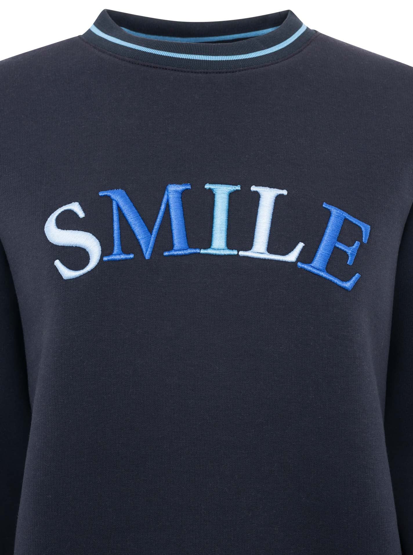 Zwillingsherz Hoodie »"Smile Shine"«, Rundhals, mit Lurexstreifen an den Bündchen, glänzende Stickerei
