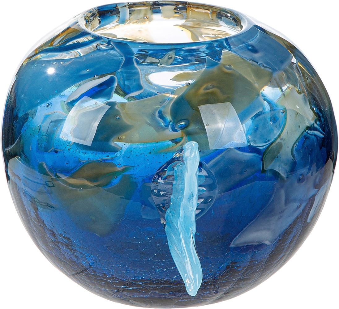 GILDE Vase de table »Vase Fisch Kandaru blau« Vase, verre, imitation écaille de poisson, maritime, décoration, idée cadeau