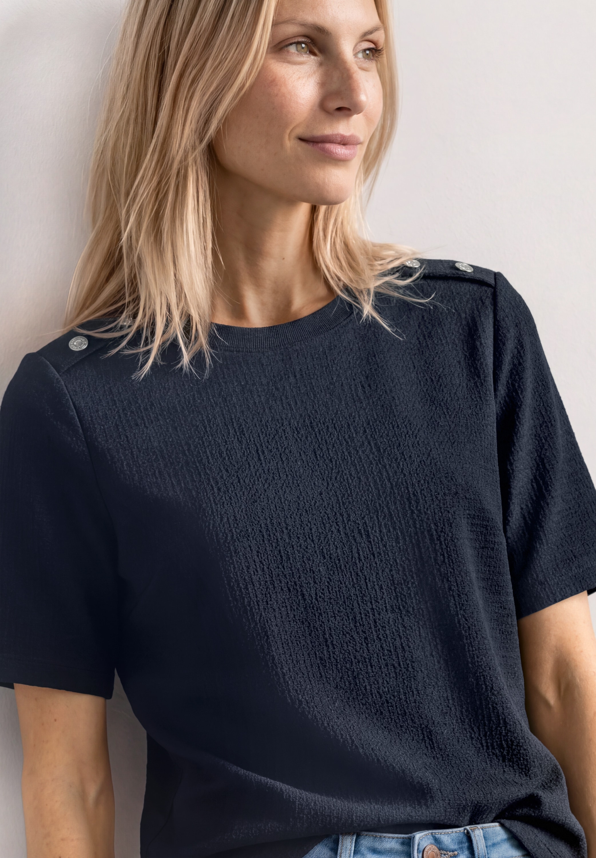 STREET ONE T-shirt à manches courtes t-shirt d'été manches courtes avec détails à boutons
