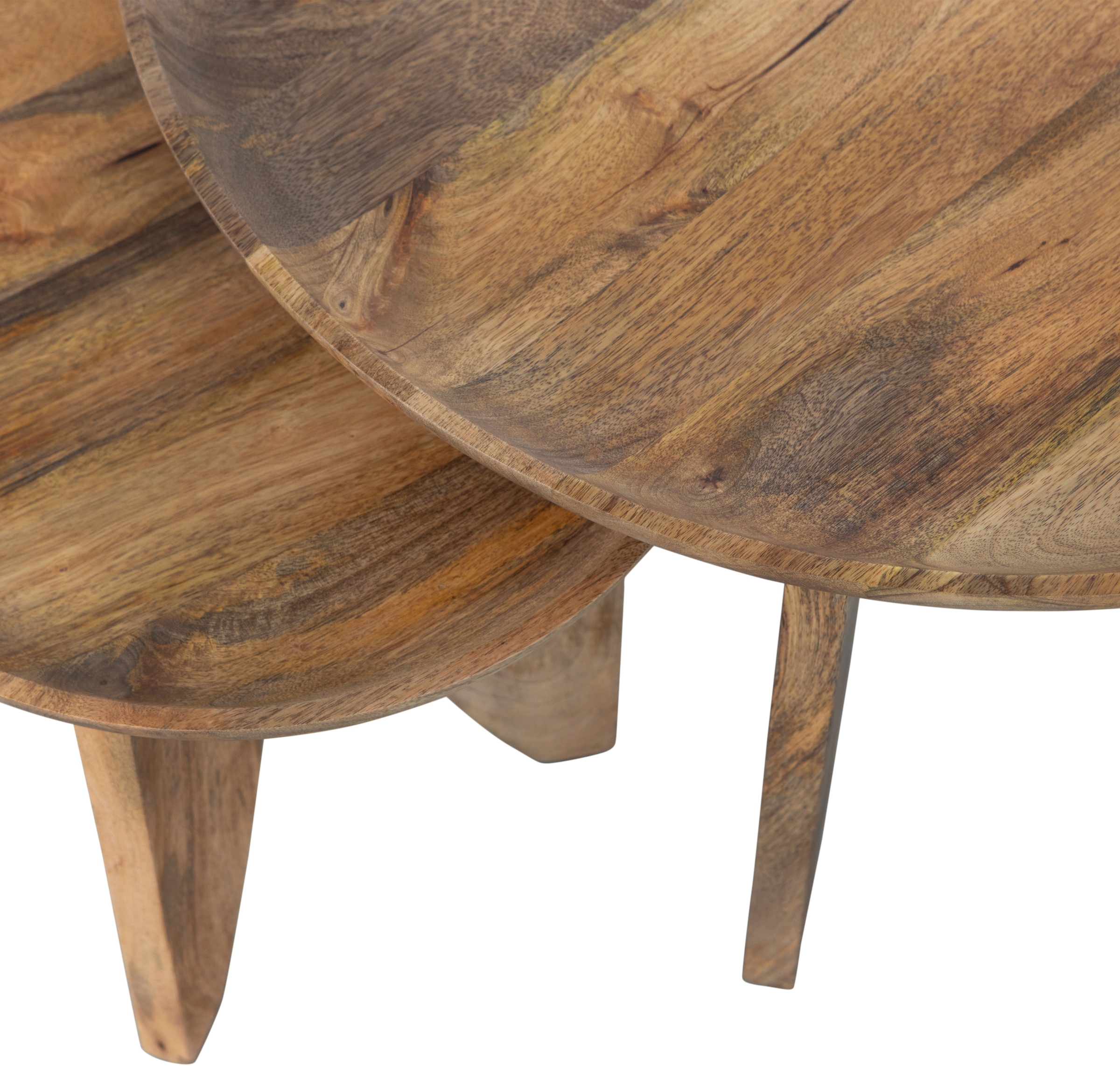 WOOOD Table d'appoint »High Heels Beistelltisch aus Mangoholz Ø40x40 / Ø70x47 cm« Ensemble, 2 cuis tlg. lot de 2, bords arrondis, épaisseur de la plaque 4–5 cm, rétrécissement de 2 cm chacun