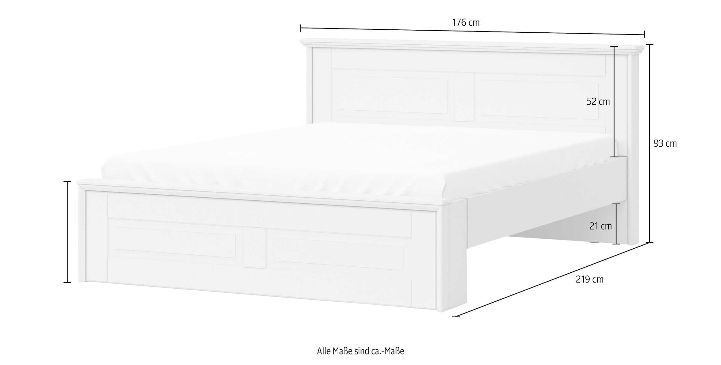 GOODproduct Sommier »Evergreen, UV lackiertes MDF, FSC-zertifiziert, Made in Europe« tiroirs de rangement et tables de nuit assortis disponibles en option,  lit en bois style maison de campagne classique, surface de couchage 160x200cm