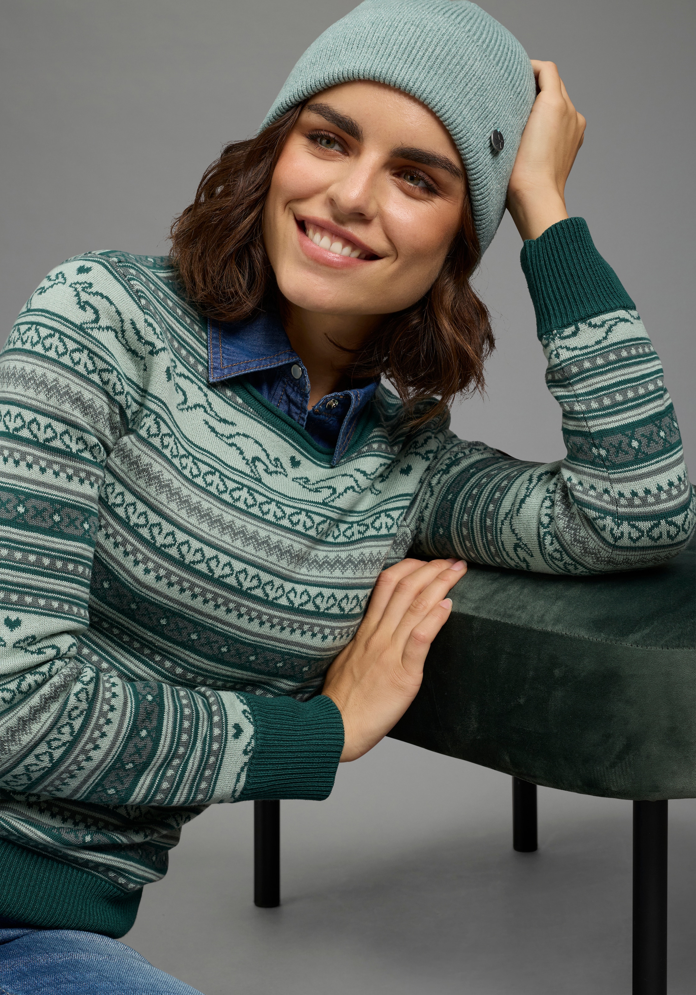 KangaROOS Pull norvégien avec bord-côtes en tricot