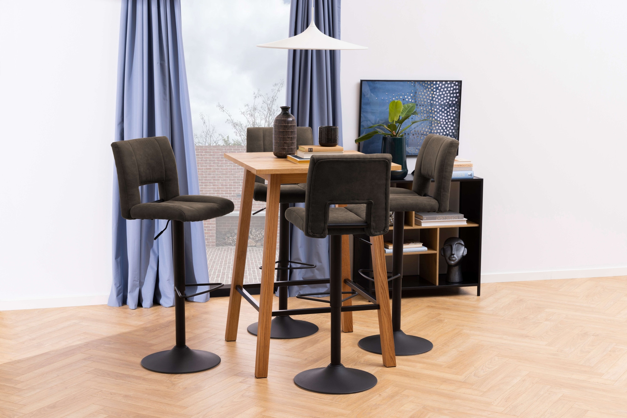ACTONA GROUP Tabouret de bar »Sylvia Barstuhl, Höhenverstellbar,« pied trompette, vérin à gaz, pivotant, coutures verticales, lot de 2