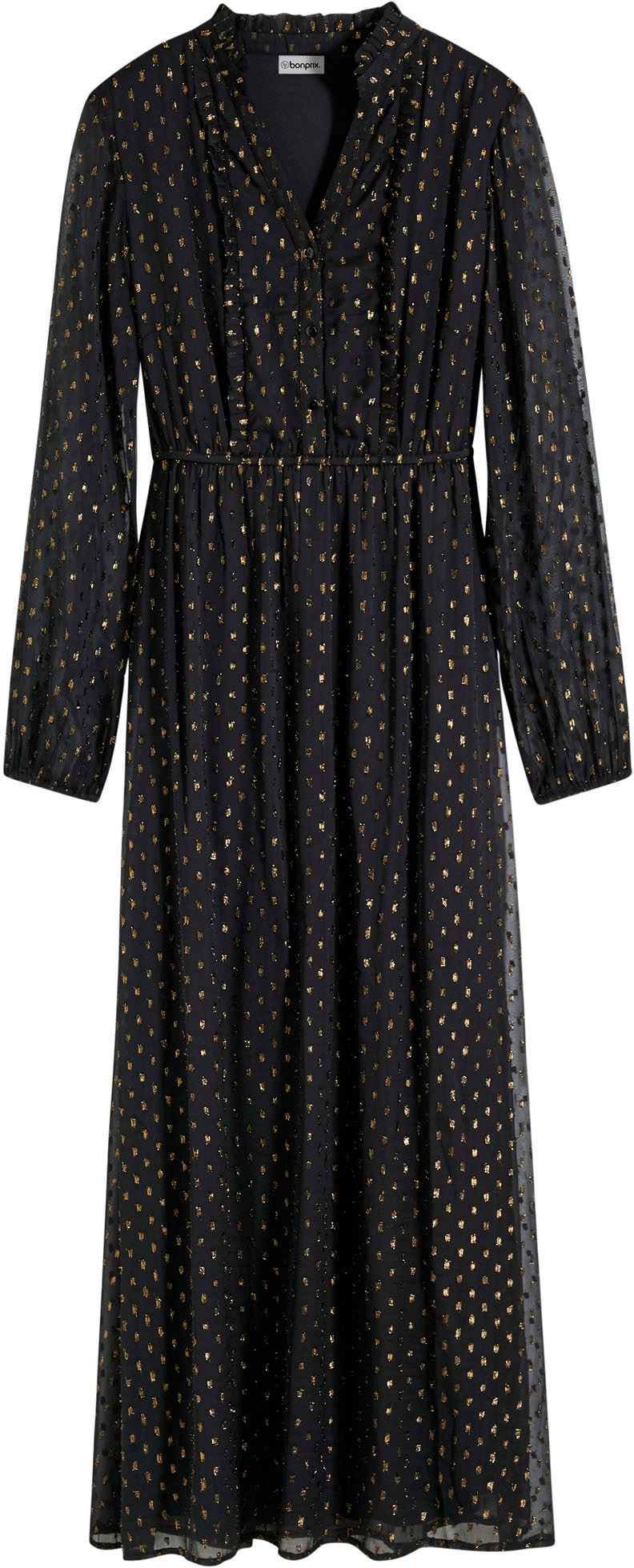 bonprix Maxi robe mit Knopfleiste, aus Polyesterfutter, ausgestellte Passform