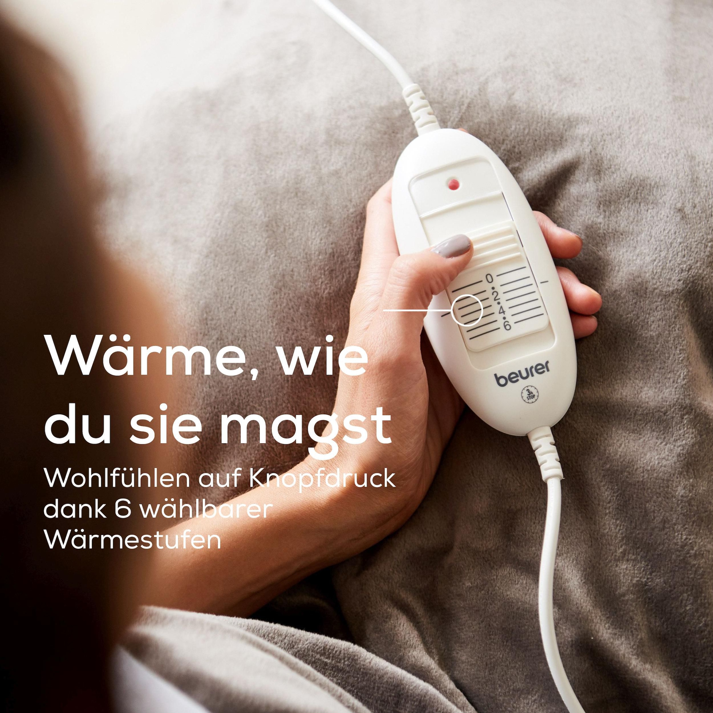BEURER Couverture chauffante »HD 75 Cosy Taupe, 6 Temperaturstufen, 180 x 130 cm« kuschelige Wärmedecke in Kunstfelloptik, maschinenwaschbar bei 30 °C
