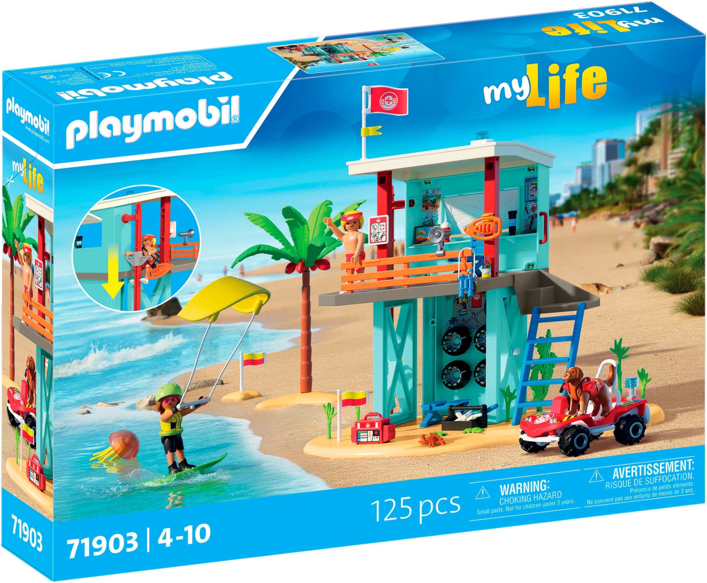 Playmobil® Jeu de construction »Rettungsturm mit Beach buggy (71903), My Life« fabriqué en Europe